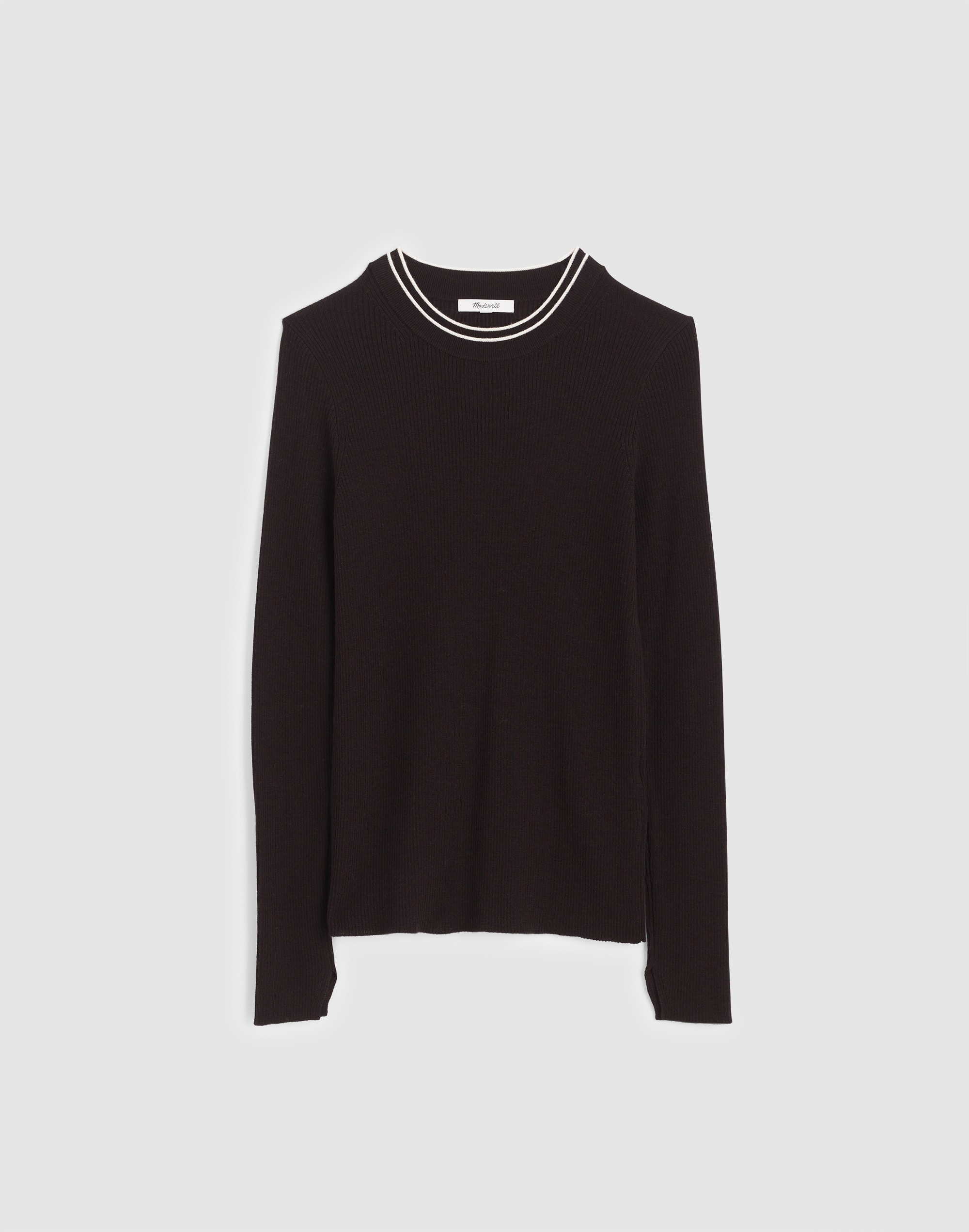 Madewell Double-layered Crewneck Sweater In Brown