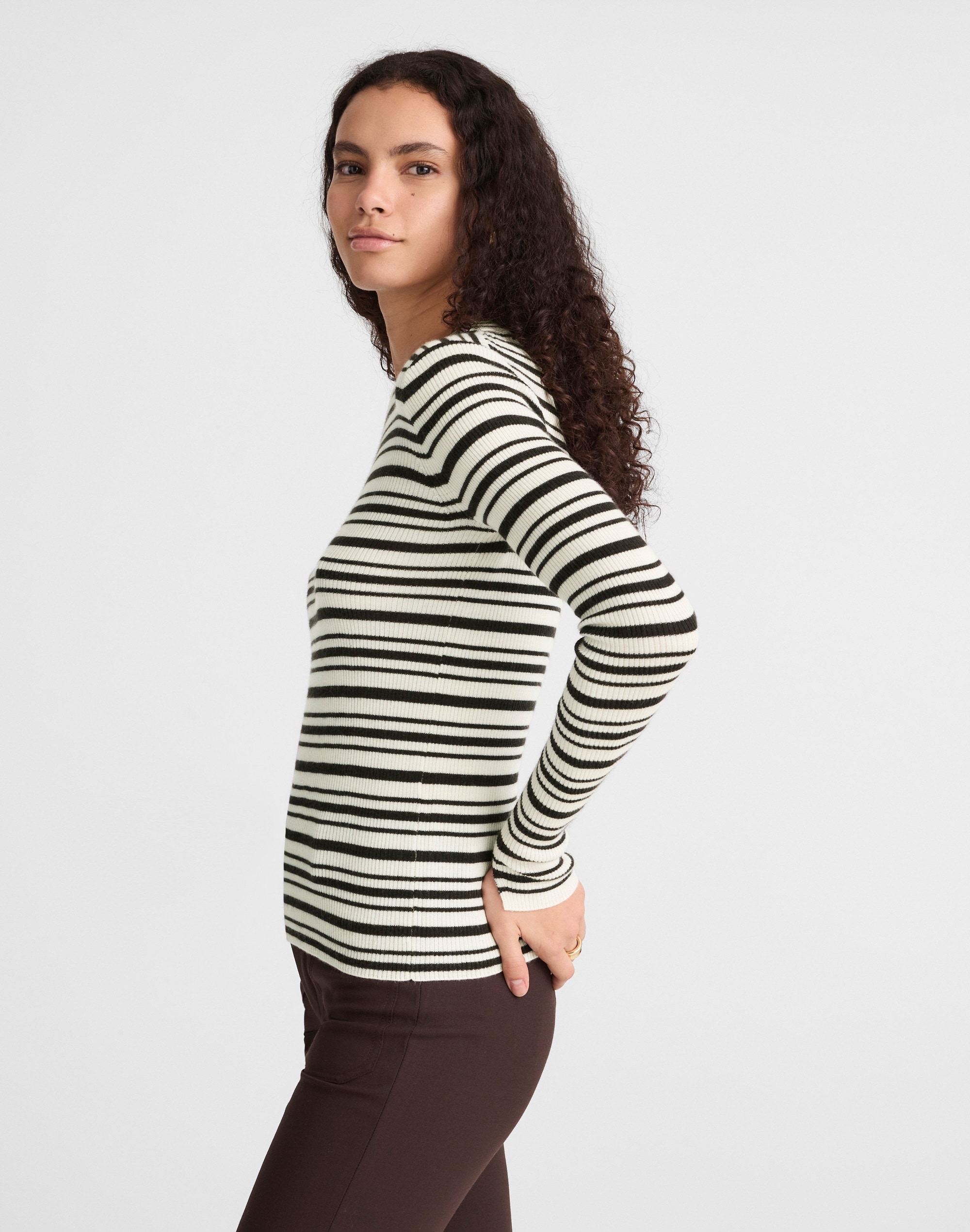Double-Layered Crewneck Sweater Merino-Wool Silk