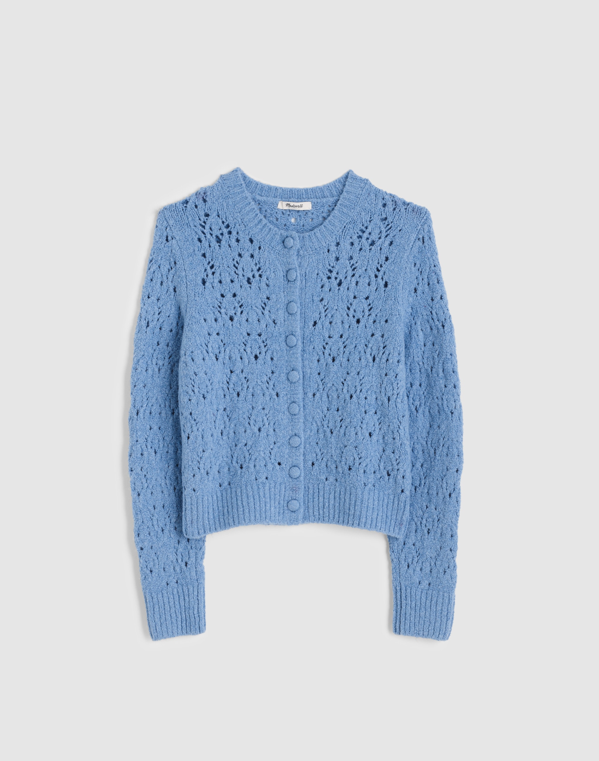 Madewell Pointelle-stitch Cardigan In Blue