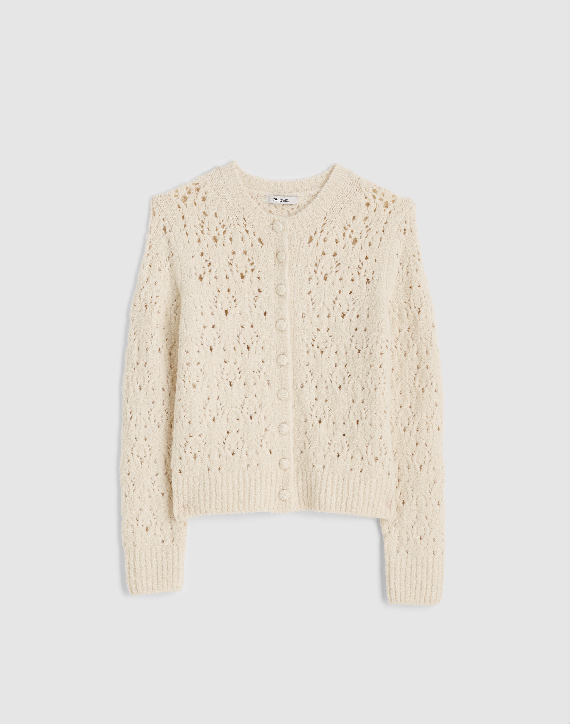 Pointelle-Stitch Cardigan Cotton Blend