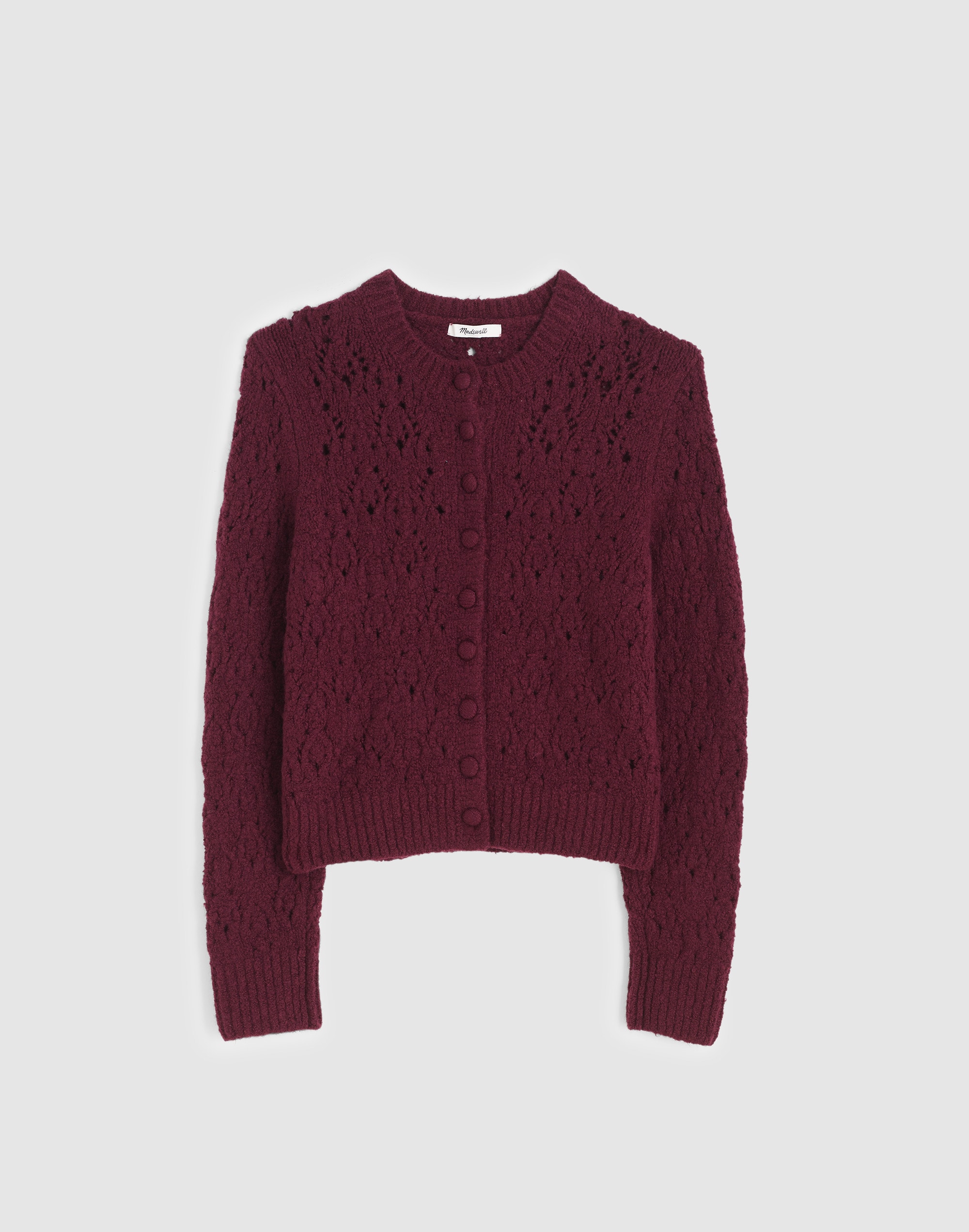 Pointelle-Stitch Cardigan in Cotton Blend