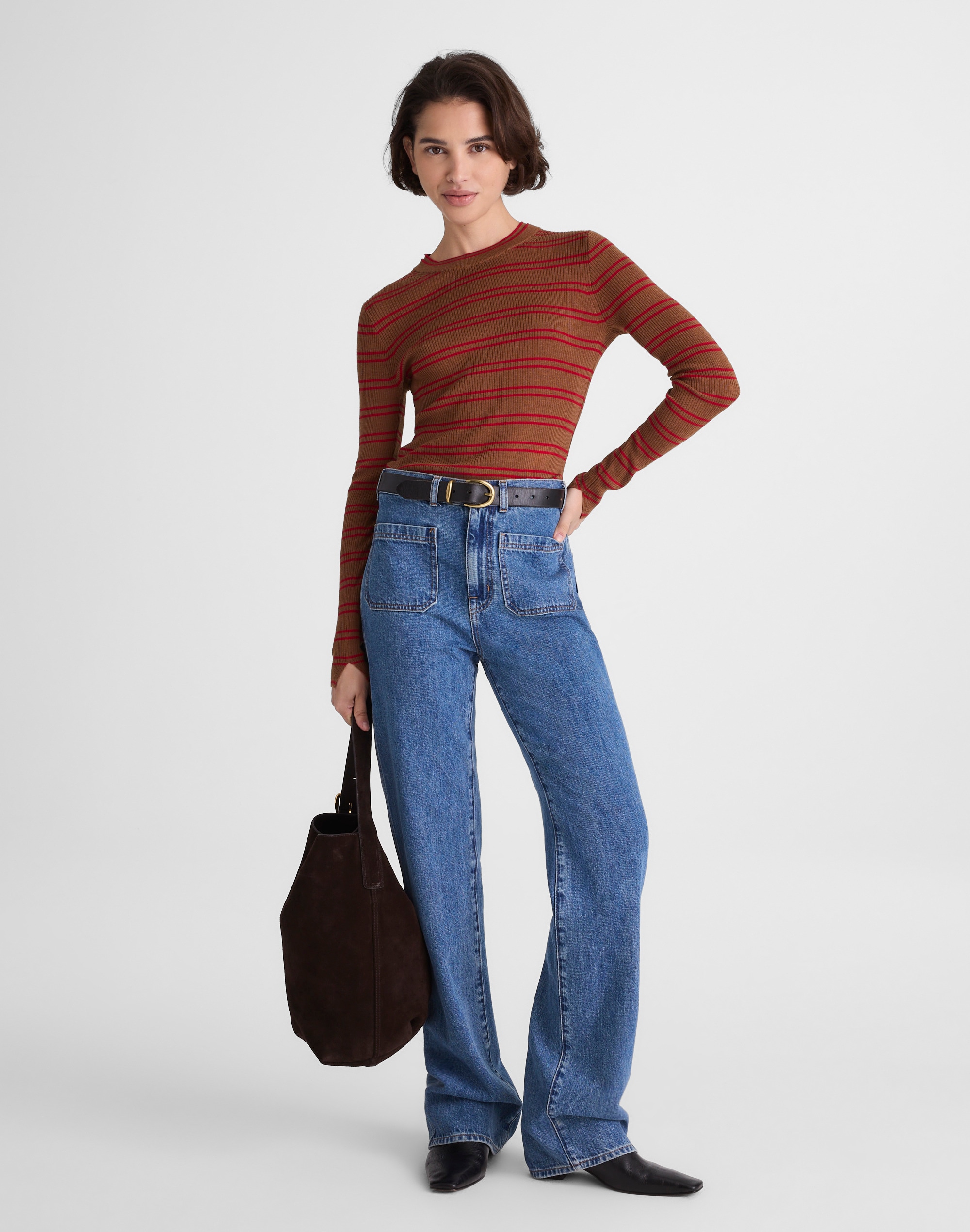 Double Layered Crewneck in Merino-Silk Blend