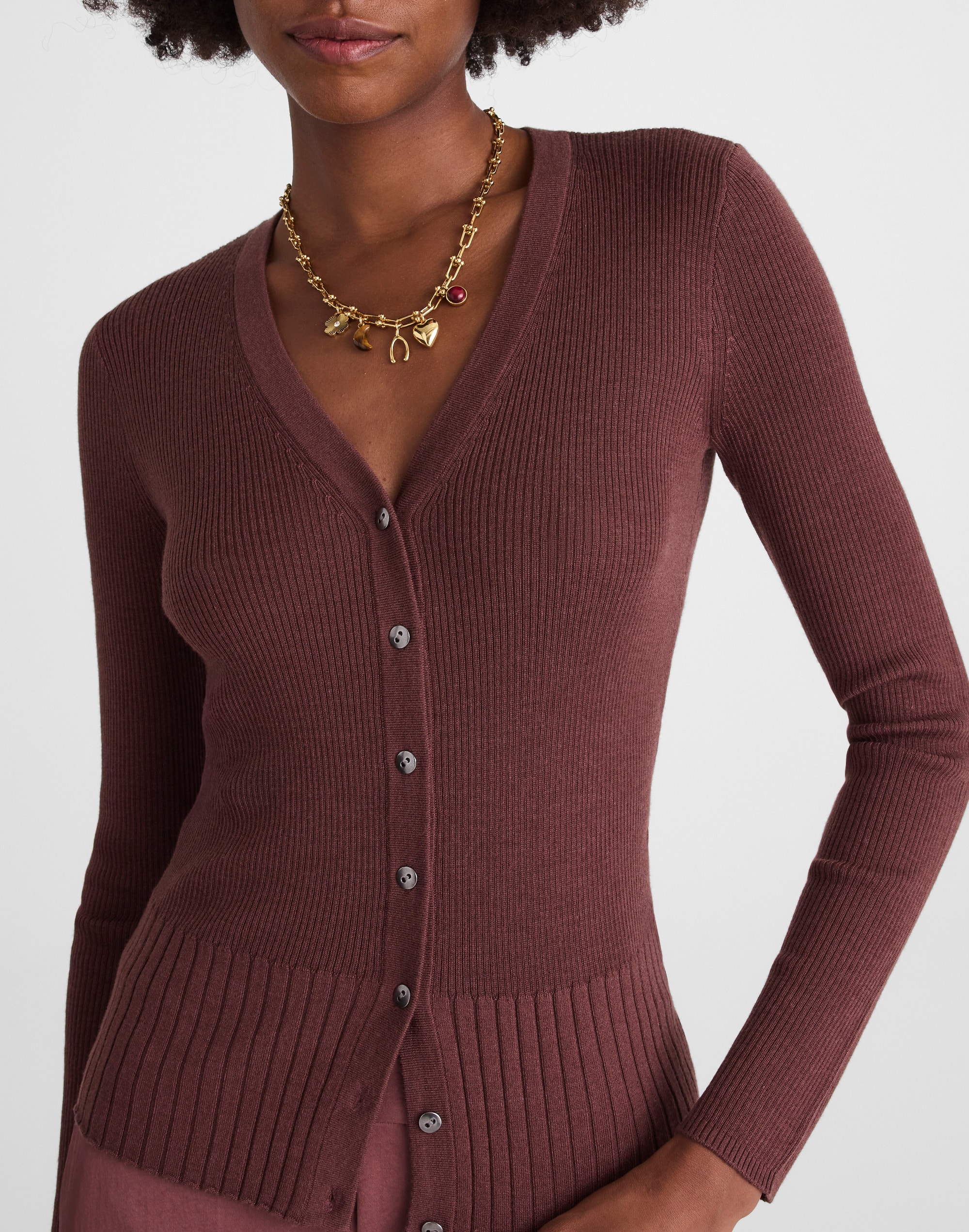 V-Neck Cardigan in Merino-Silk Blend