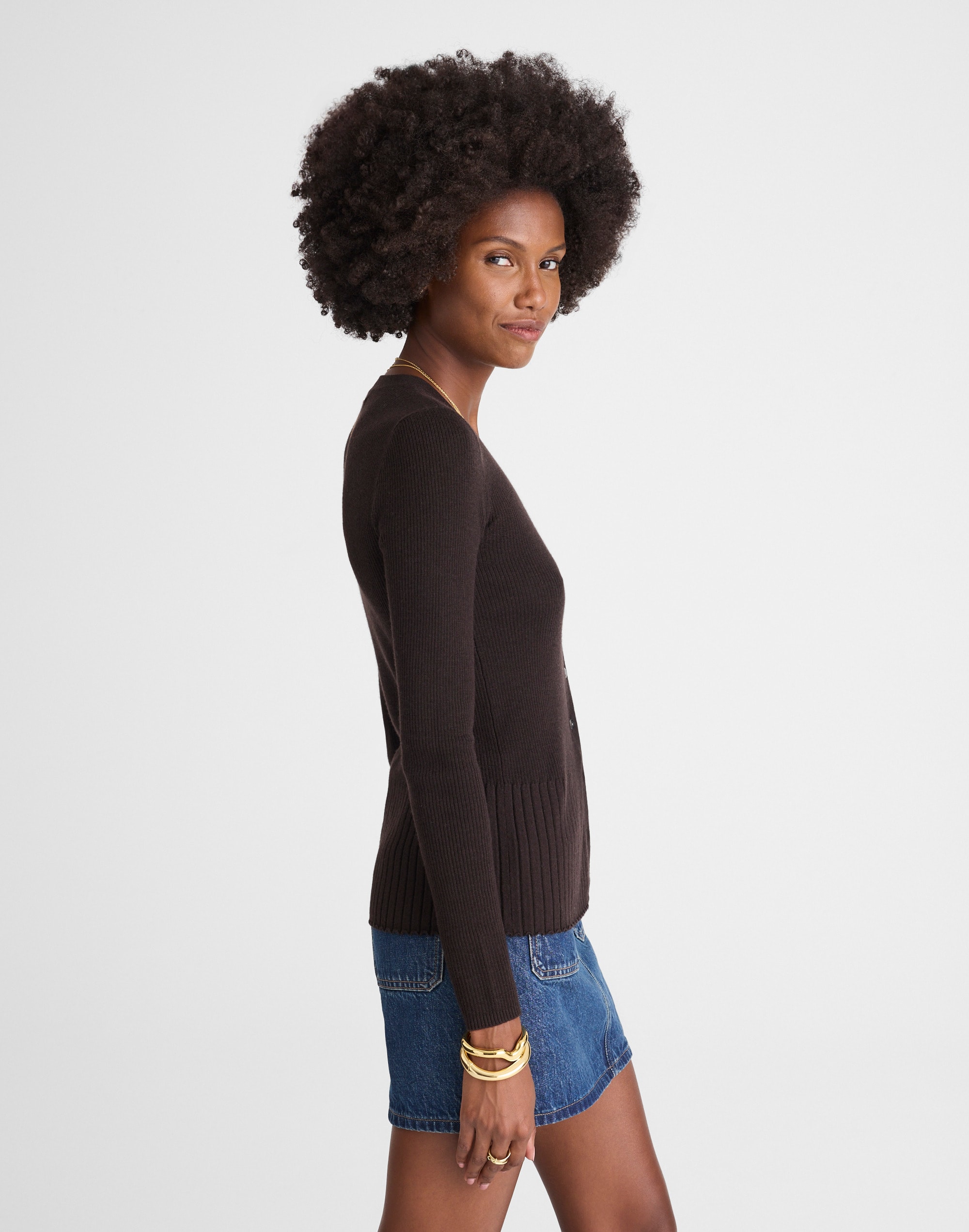 V-Neck Cardigan in Merino-Silk Blend