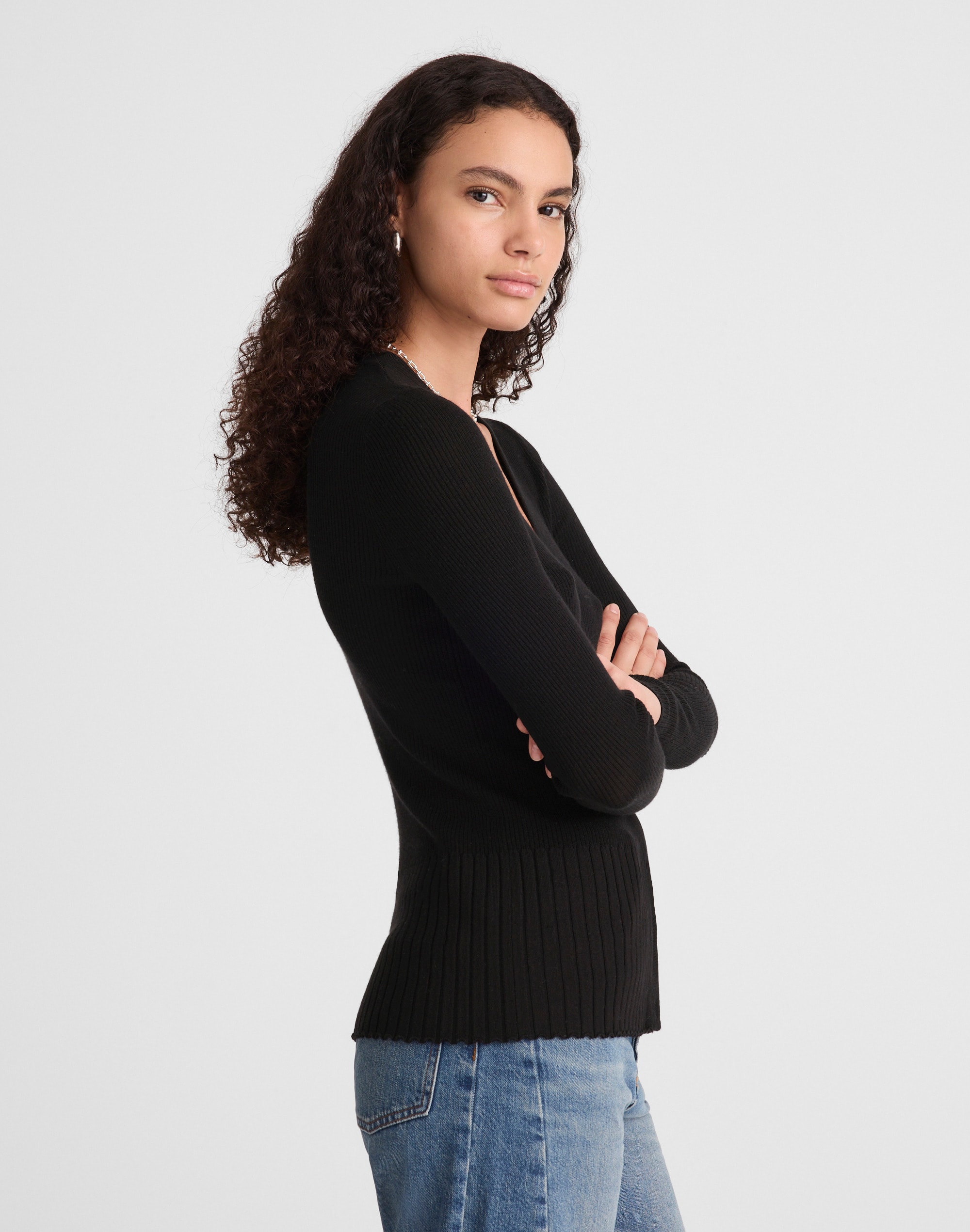 V-Neck Cardigan in Merino-Silk Blend