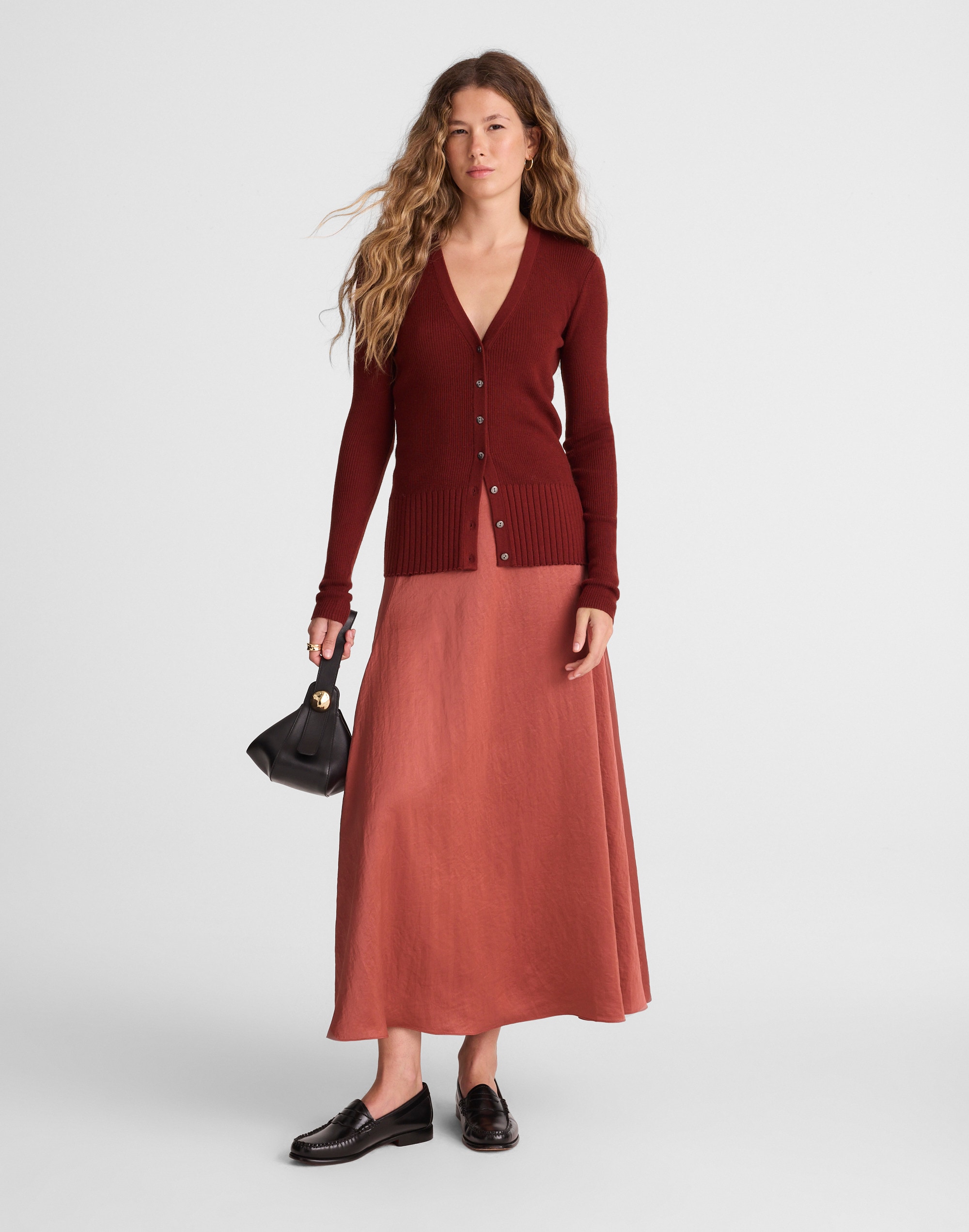 V-Neck Cardigan in Merino-Silk Blend