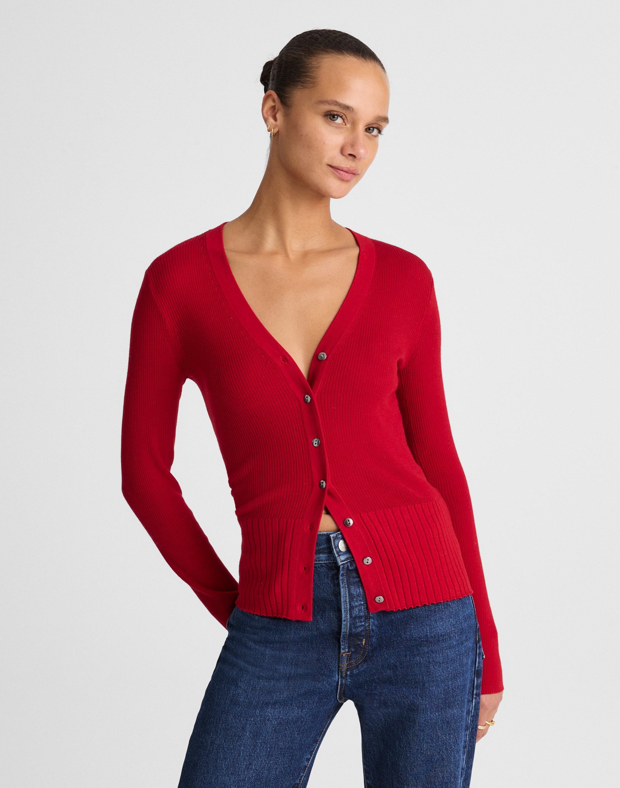 Madewell V-neck Cardigan In Red