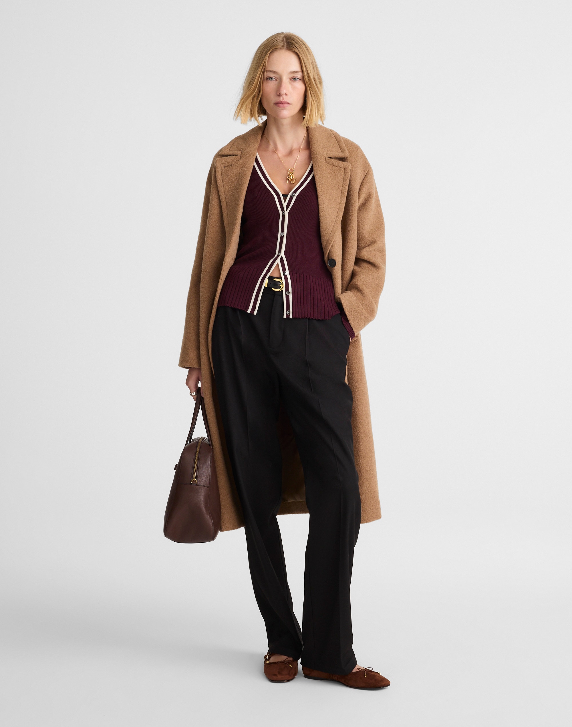 V-Neck Cardigan in Merino-Silk Blend