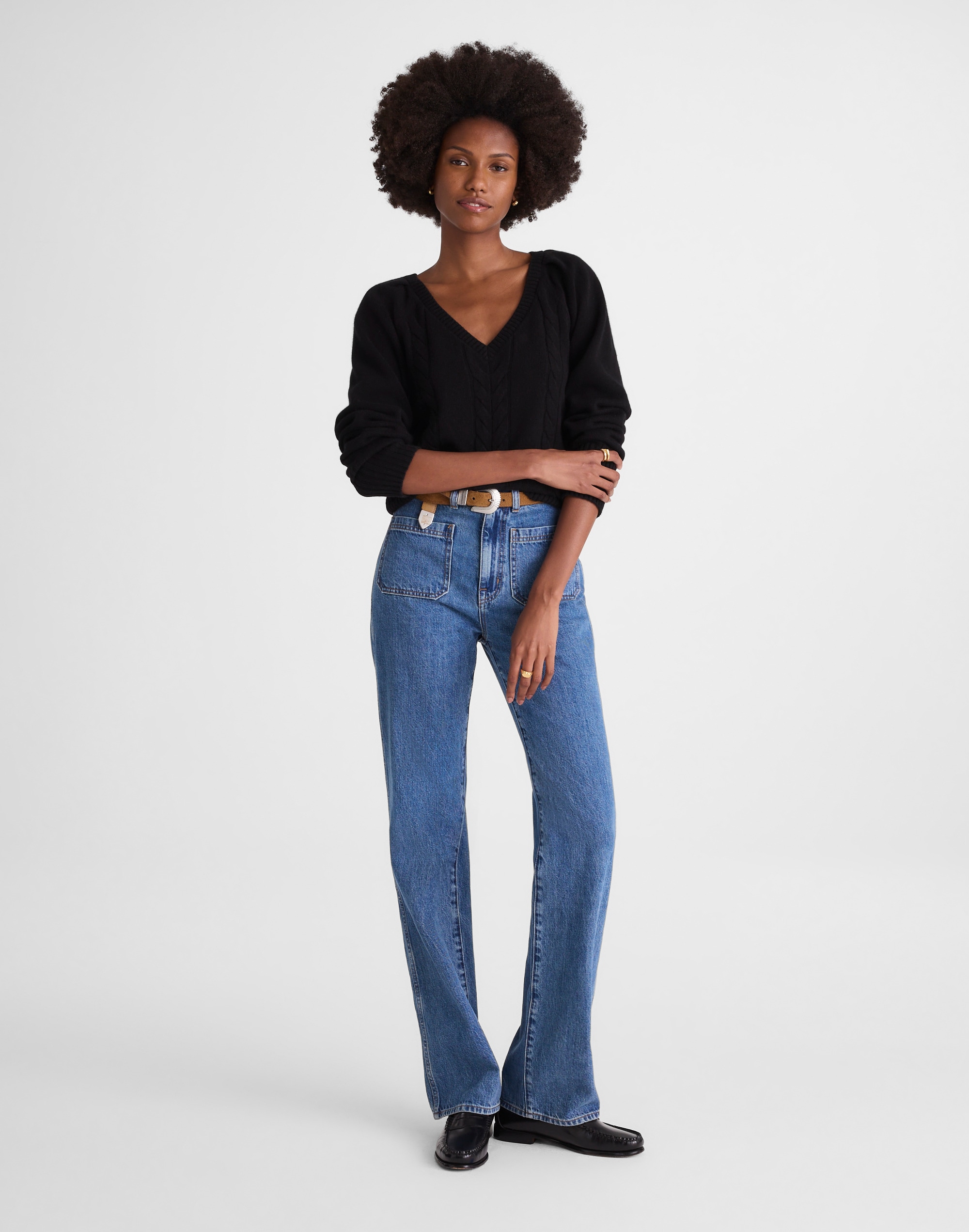 Madewell V-neck Pullover Sweater In Black