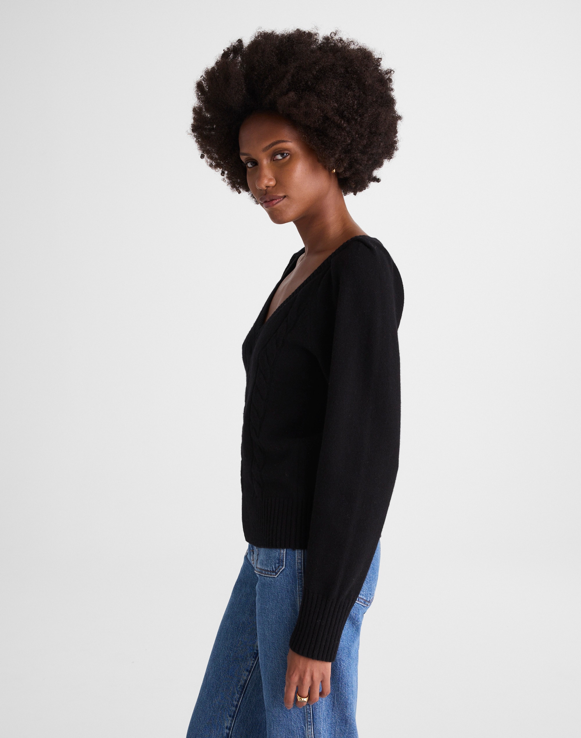 V-Neck Pullover Sweater in Merino Wool