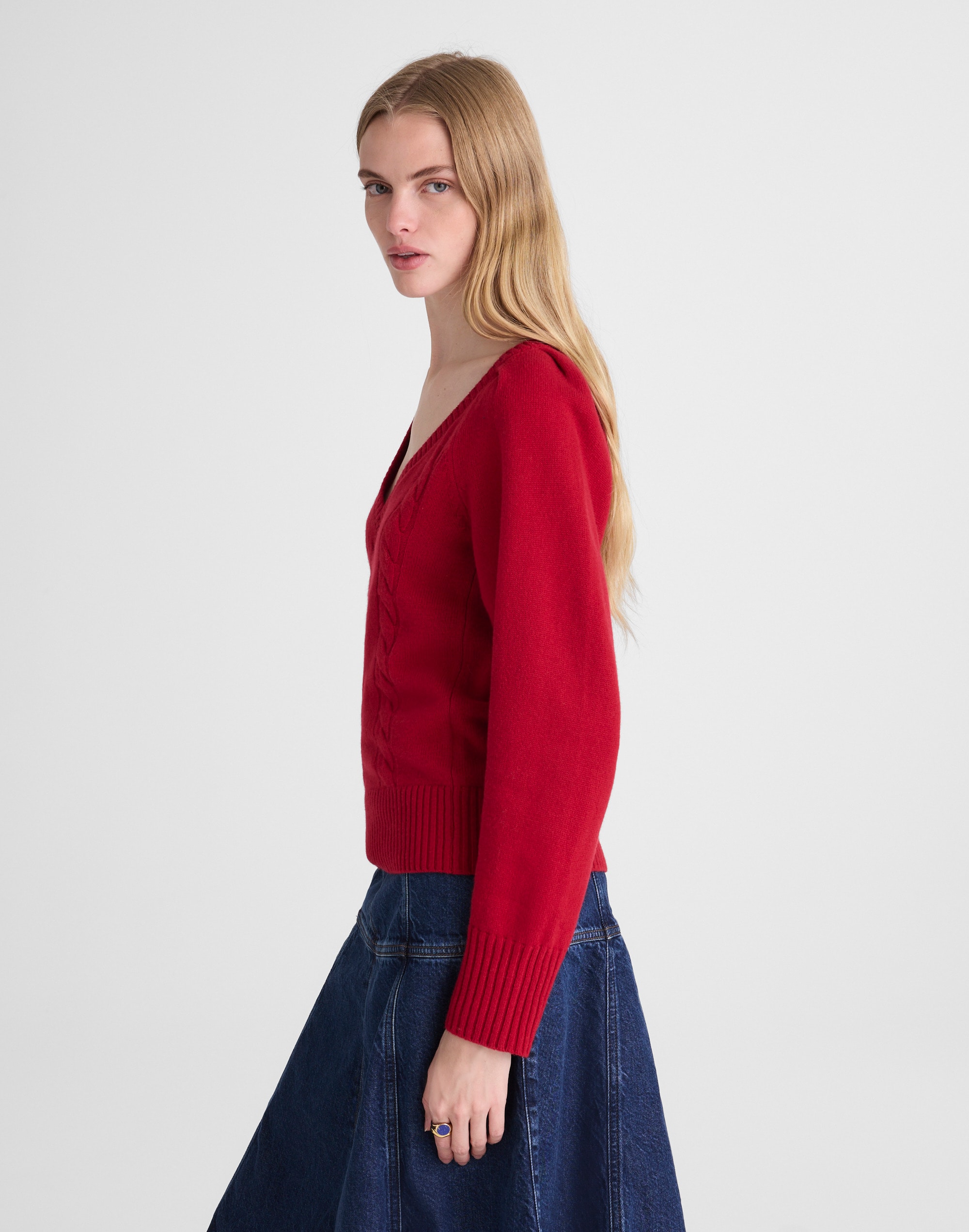 V-Neck Pullover Sweater Merino Wool