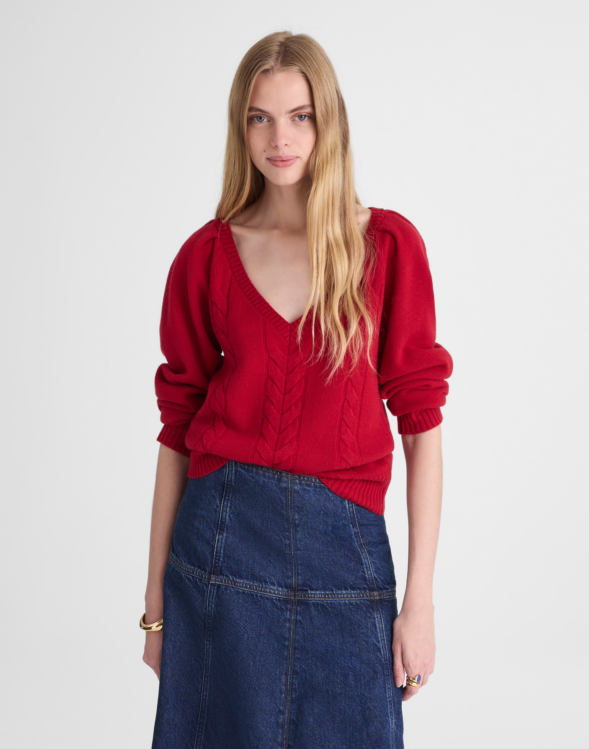 Madewell V-neck Pullover Sweater In Red