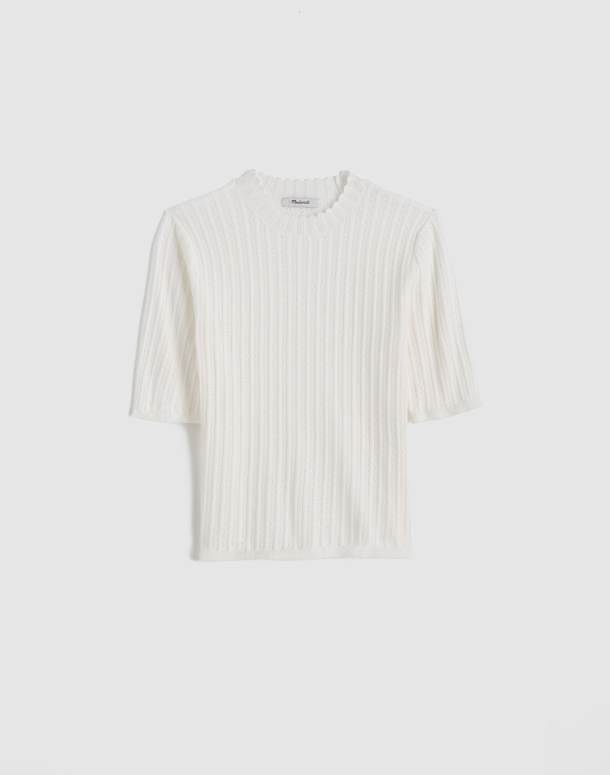 Pointelle-Stitch Mockneck Sweater Tee