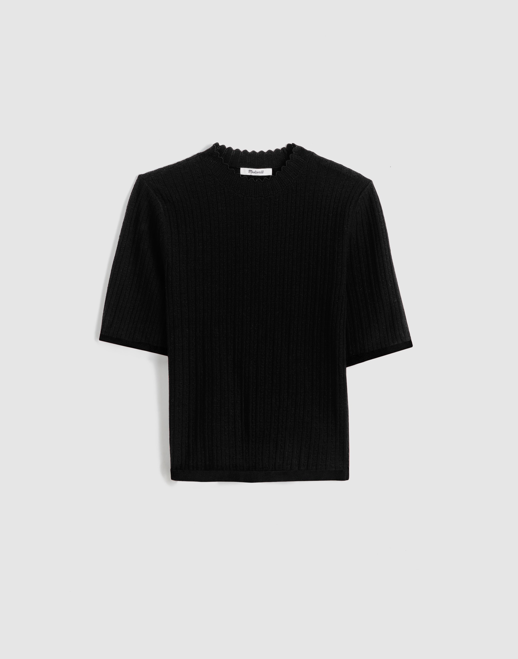 Pointelle-Stitch Mockneck Sweater Tee
