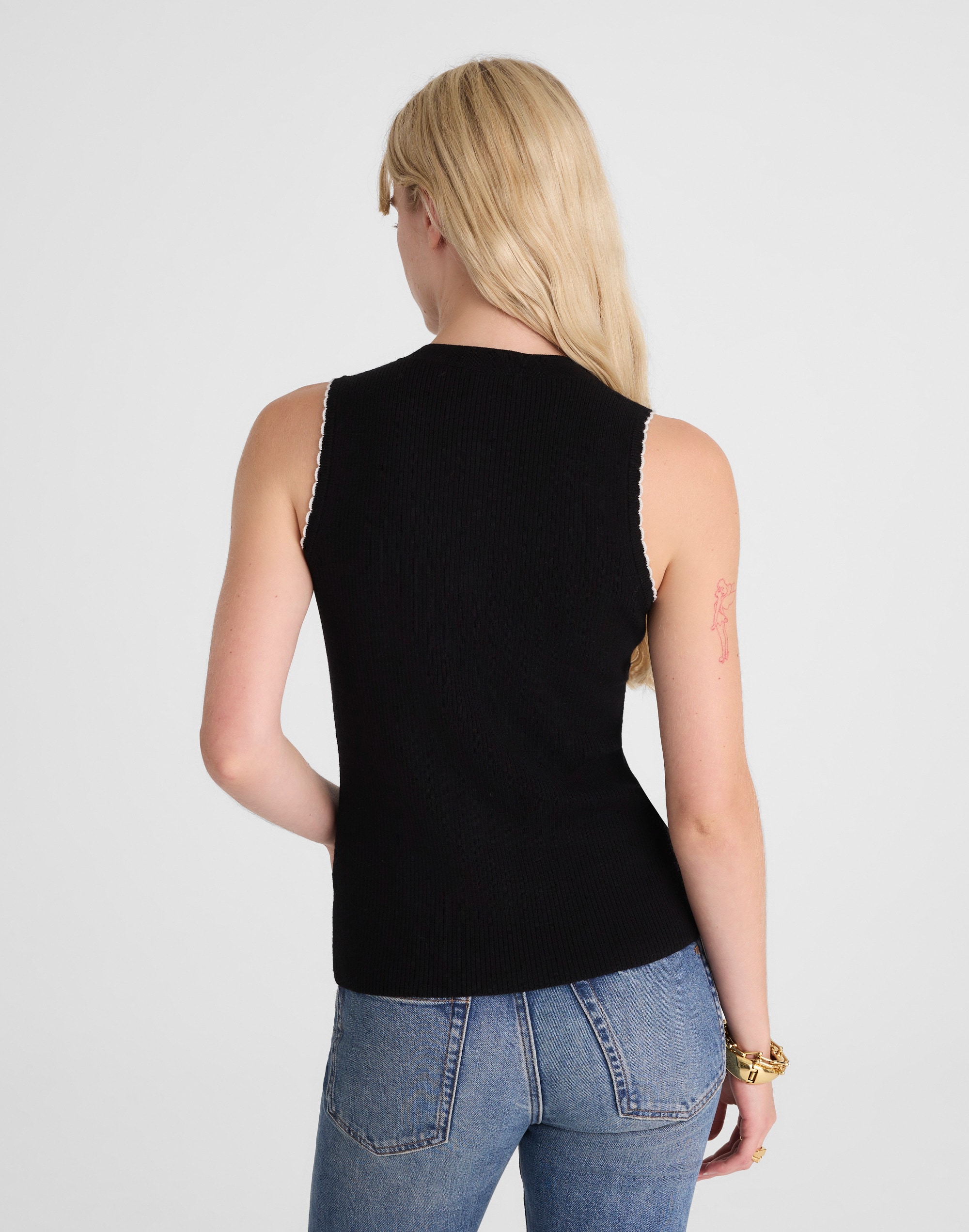 Button-Front Sweater Vest Merino-Blend