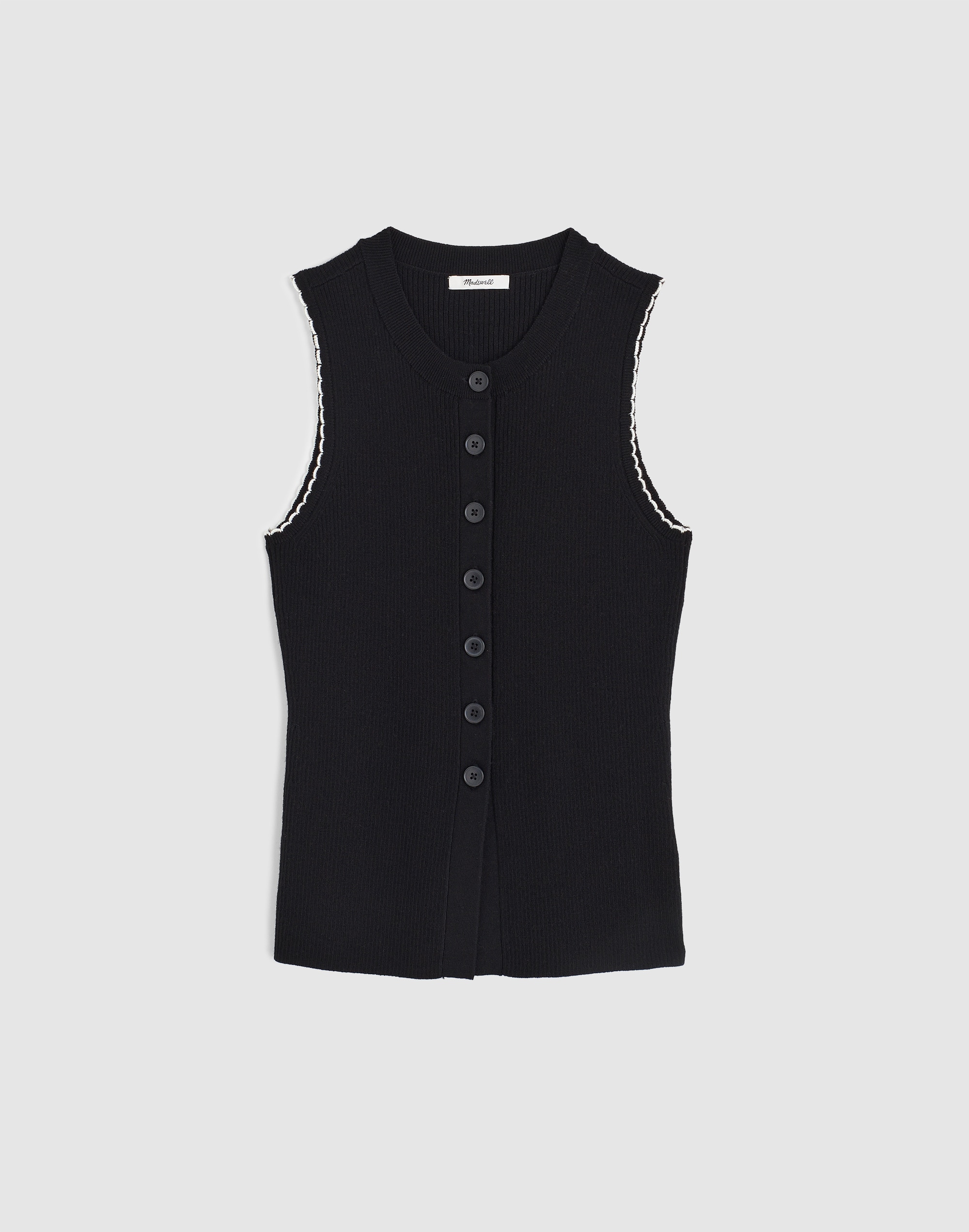 Button-Front Sweater Vest Merino-Blend