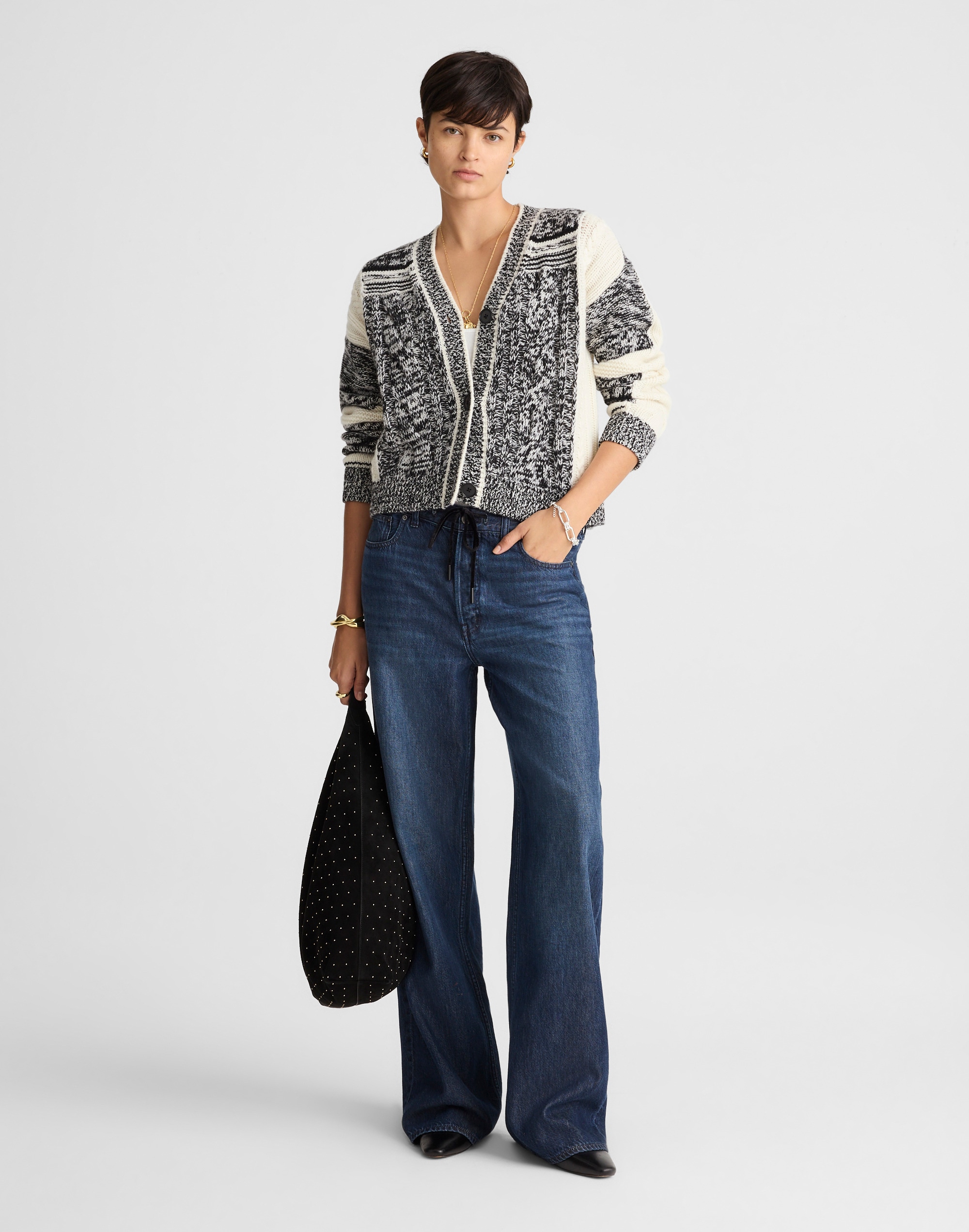 Marled Patchwork Cardigan