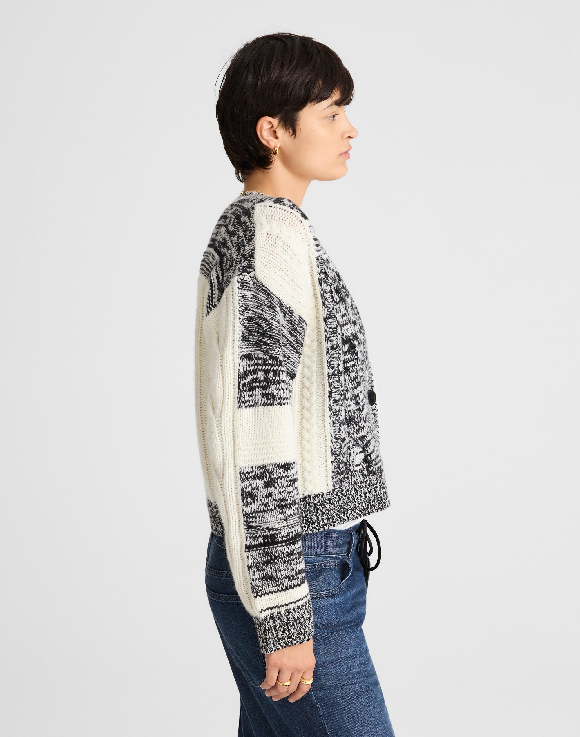 Marled Patchwork Cardigan