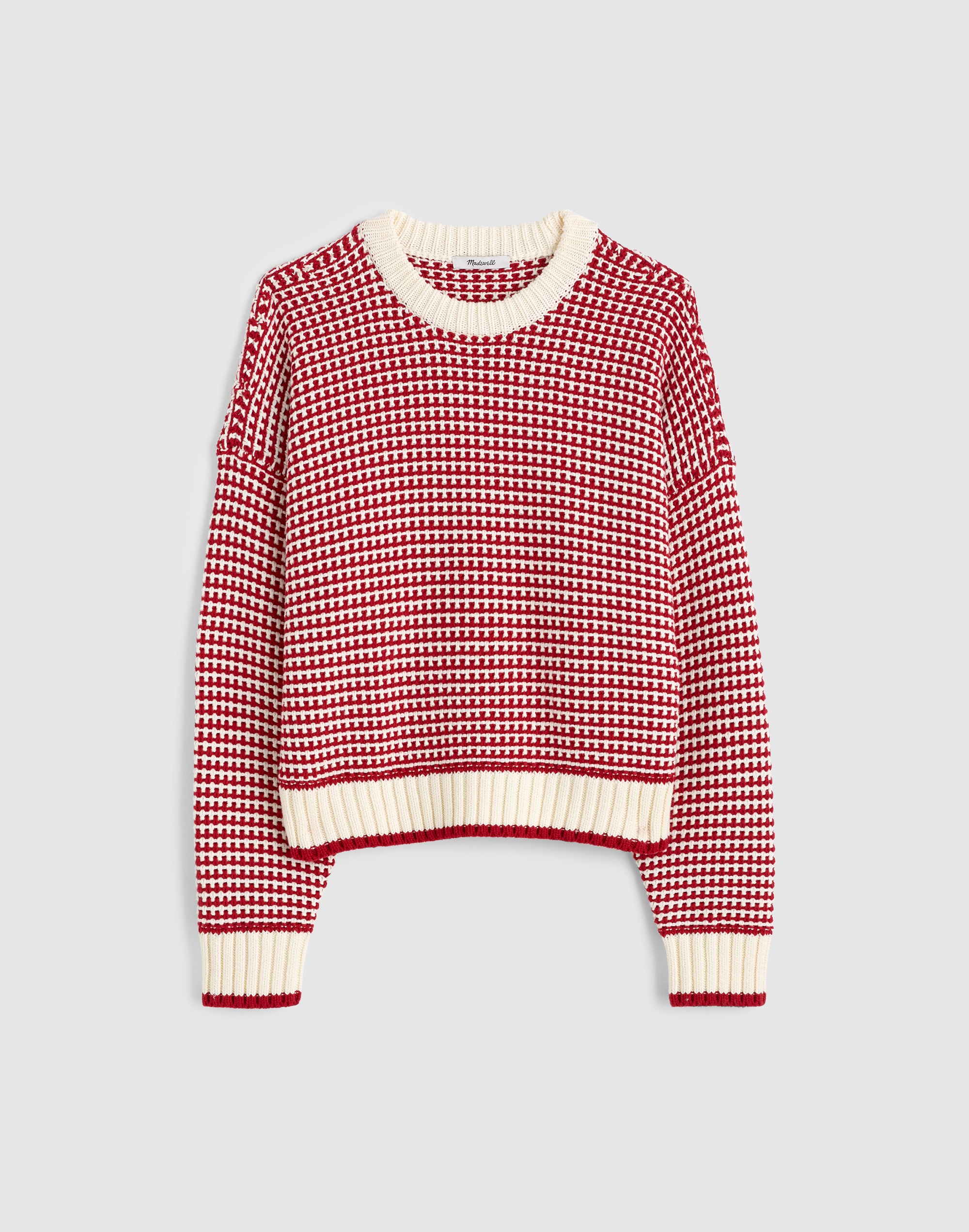 Textured-Stitch Crewneck Sweater 100% Cotton