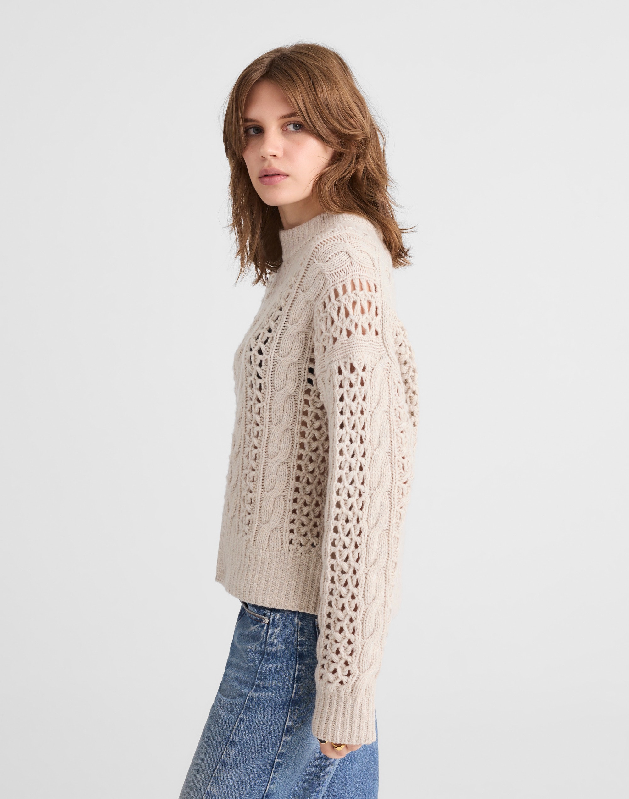 Marled Cable-Knit Sweater
