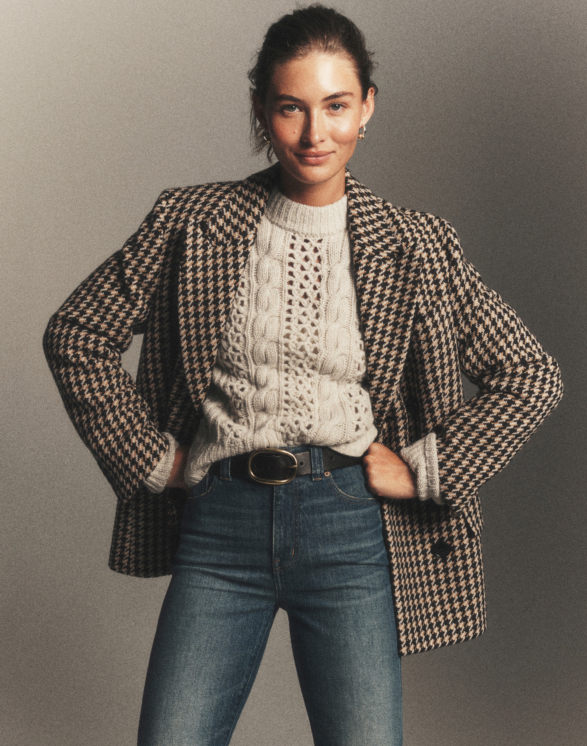 Marled Cable-Knit Sweater