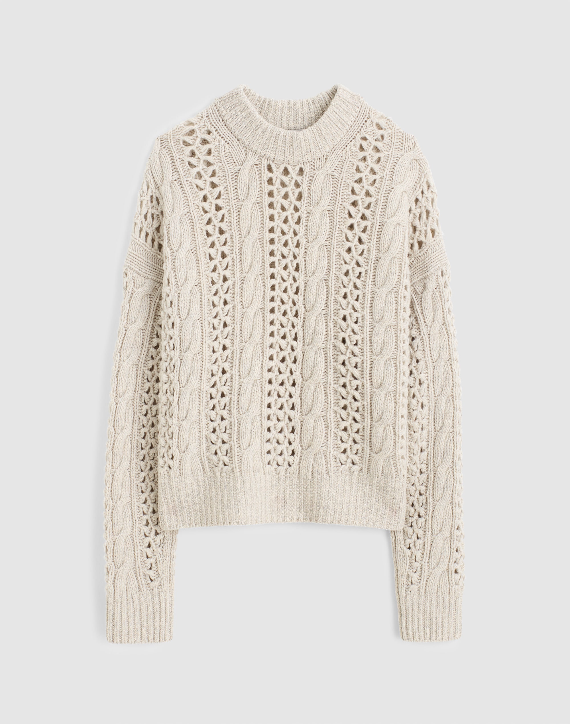 Marled Cable-Knit Sweater