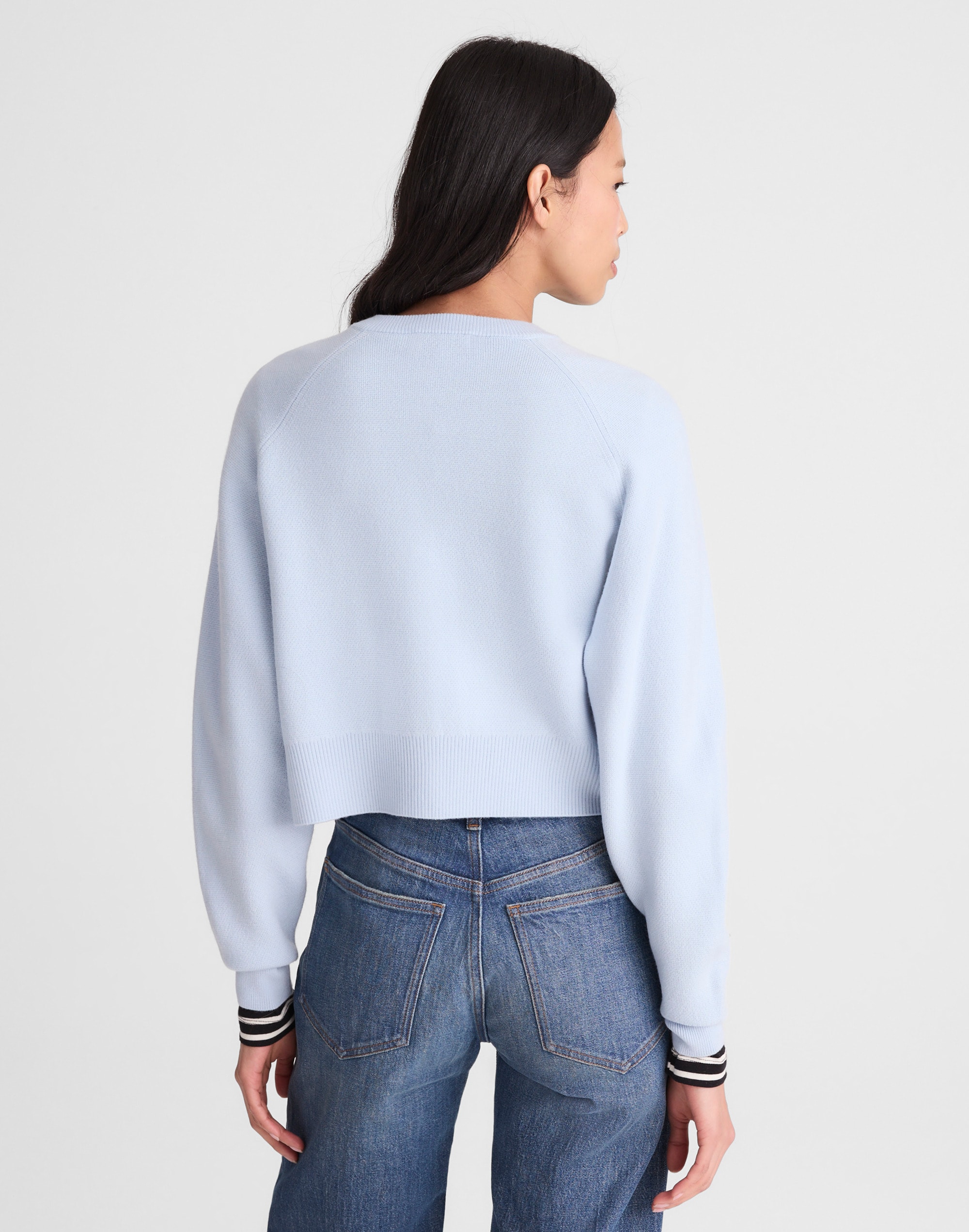 Raglan-Sleeve Cropped Cardigan in Merino Wool