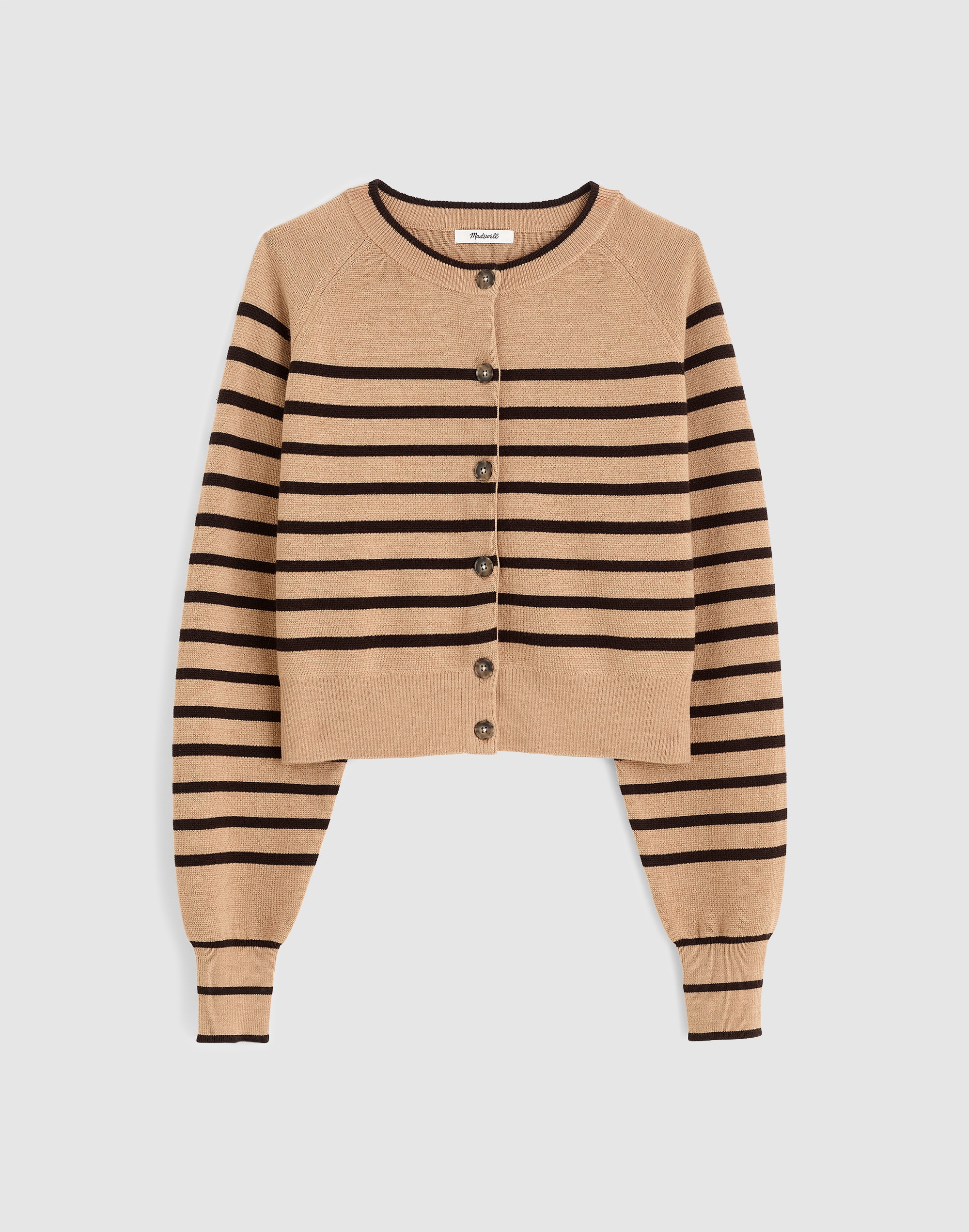 Raglan-Sleeve Cropped Cardigan in Merino Wool