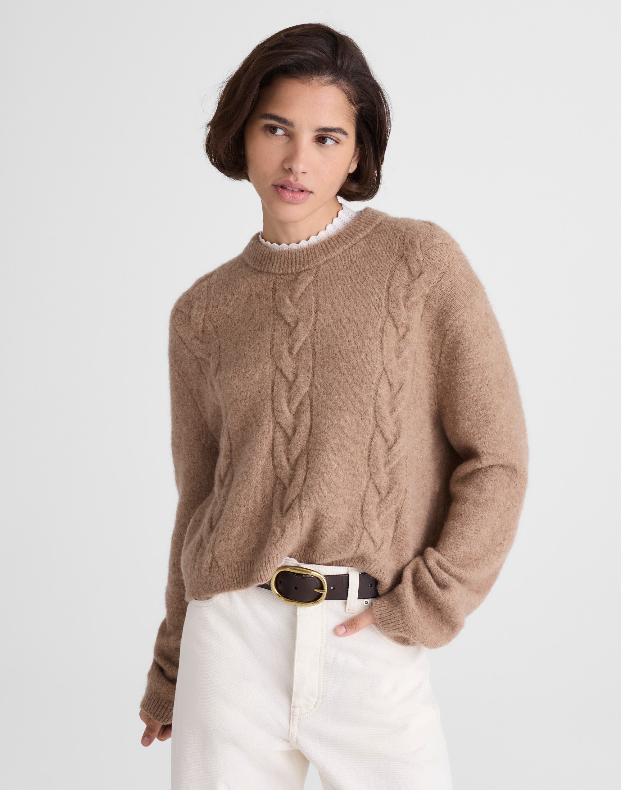 Madewell Cloudsoft Drop-shoulder Sweater In Brown