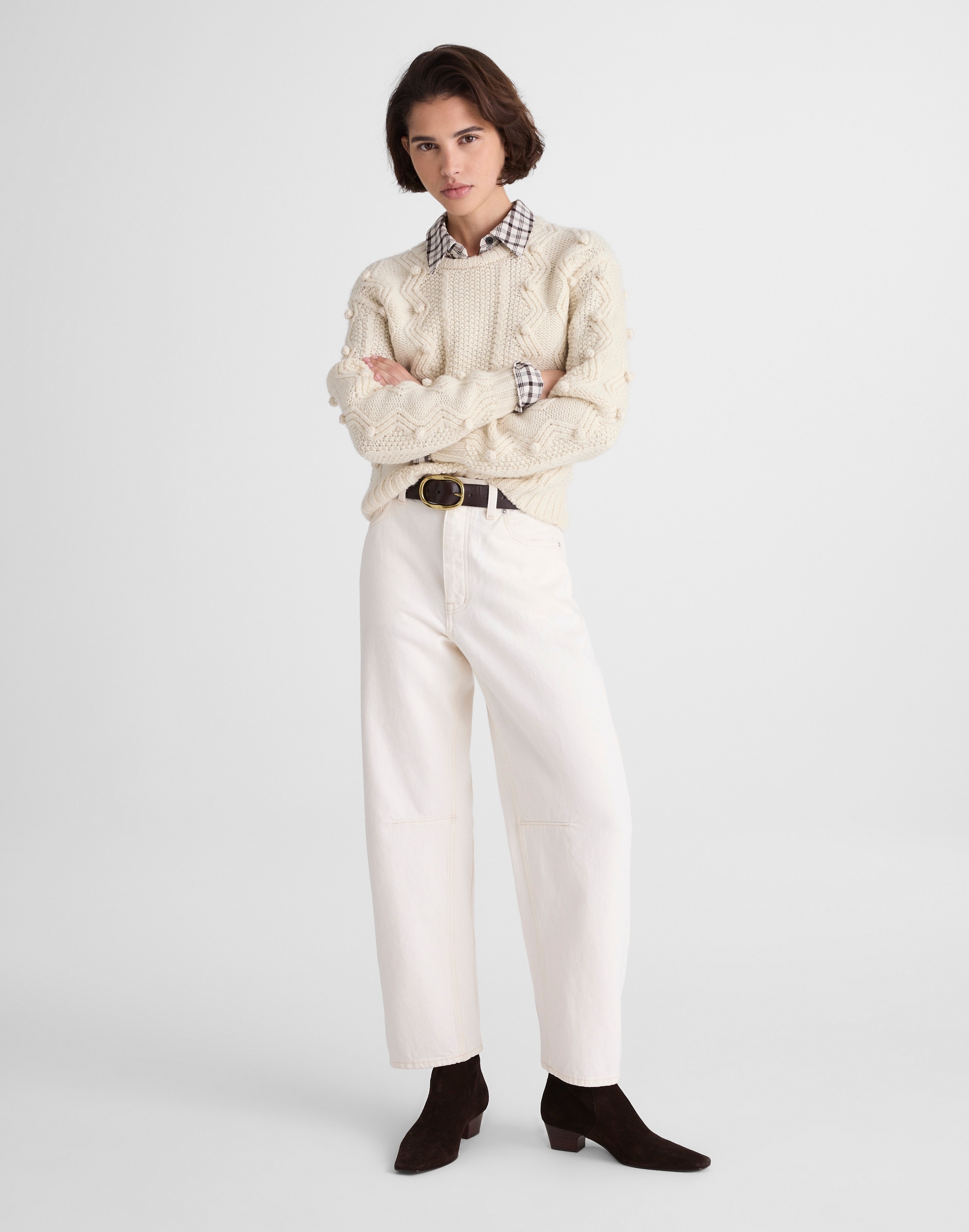 Mix-Stitched Crewneck Sweater in Wool