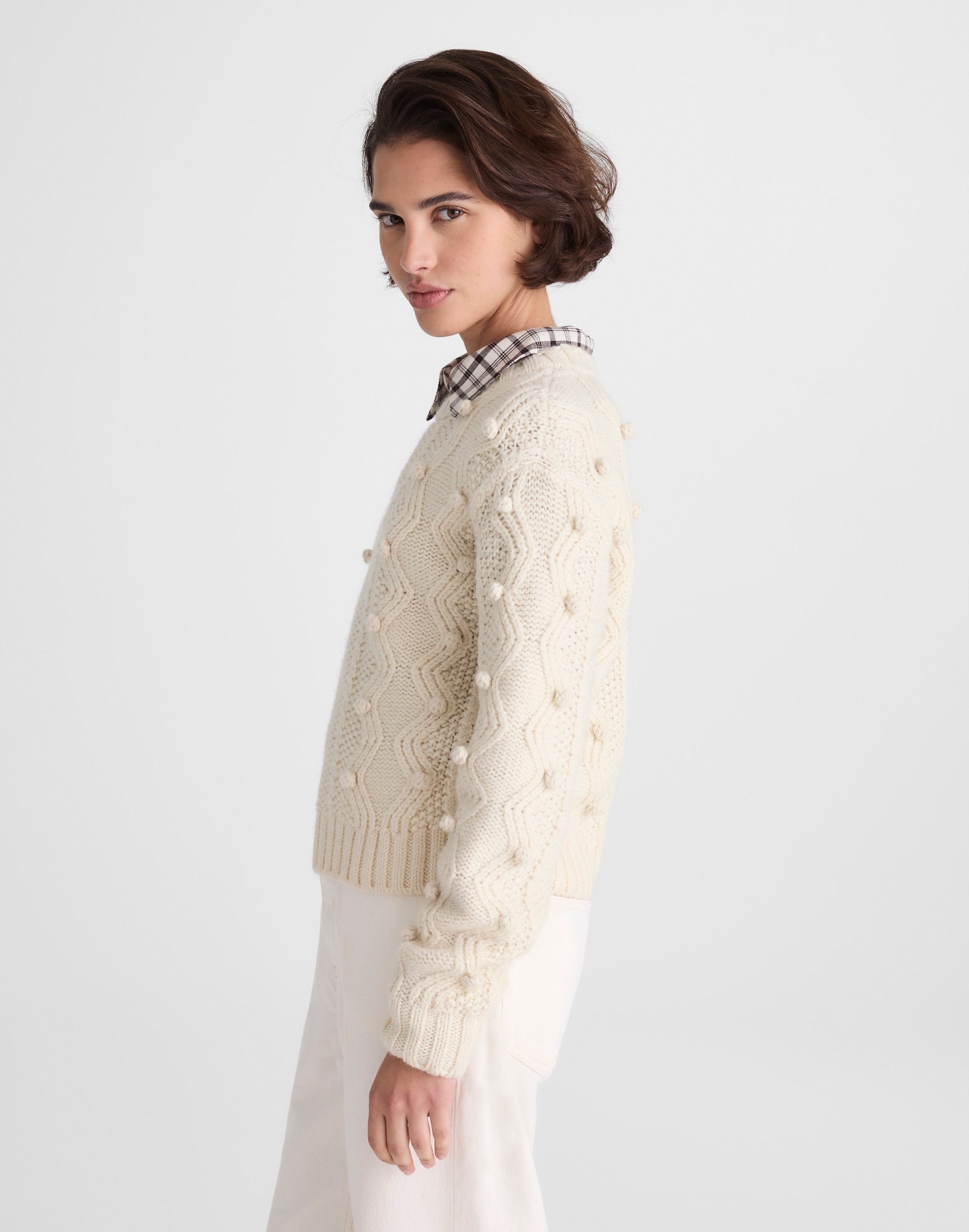 Mix-Stitched Crewneck Sweater in Wool