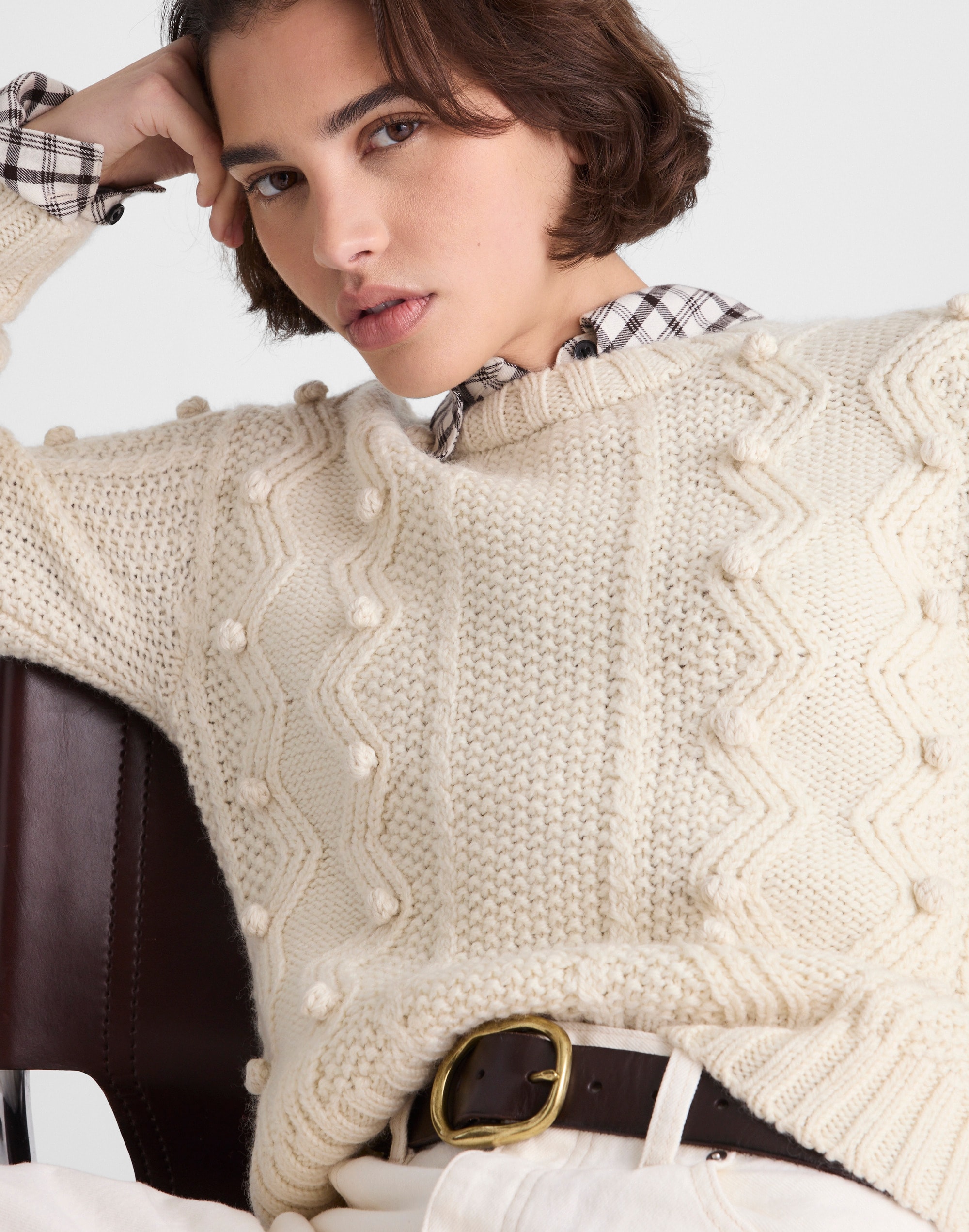 Mix-Stitched Crewneck Sweater in Wool