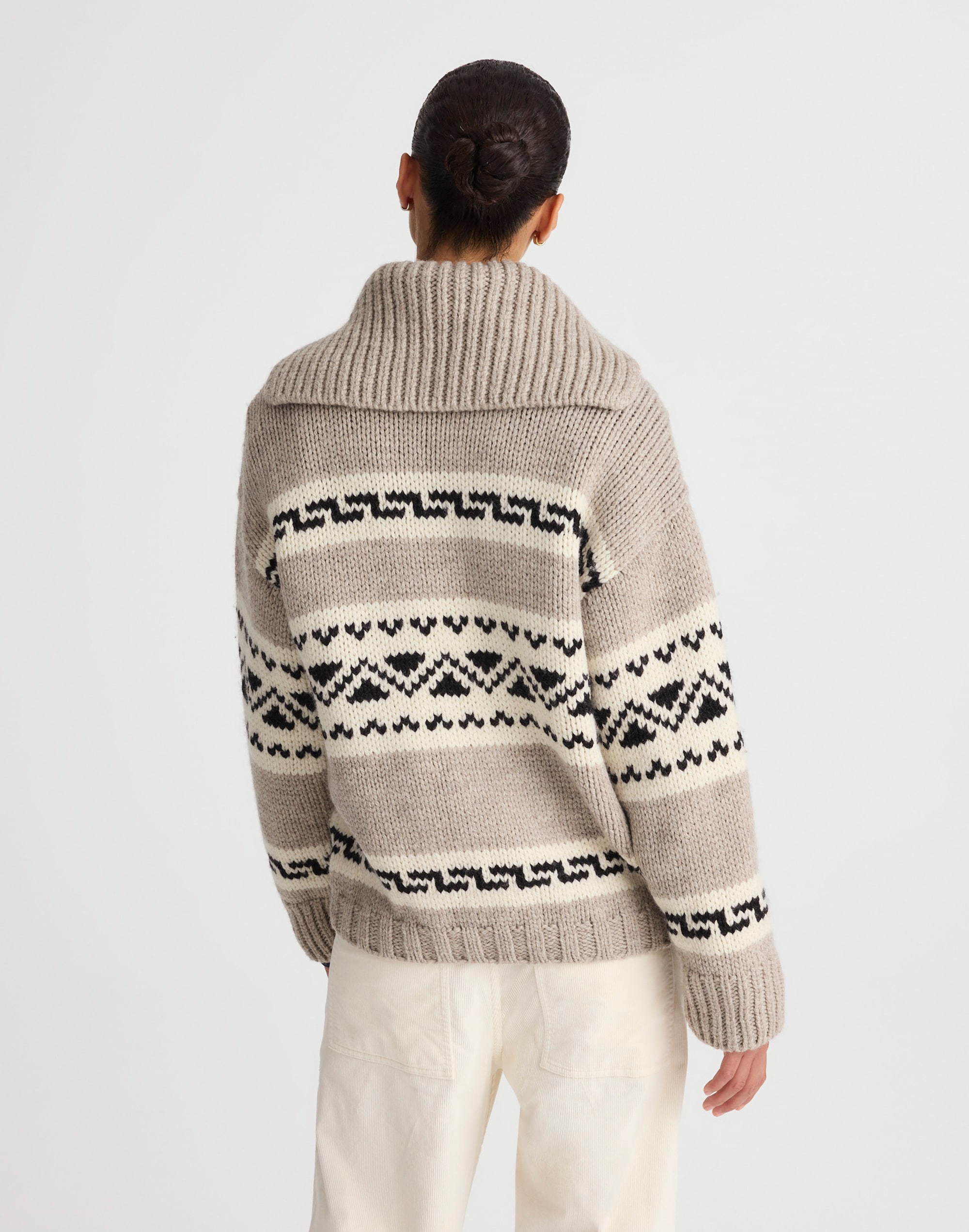 Fair Isle Zip-Front Cardigan Jacket in Wool