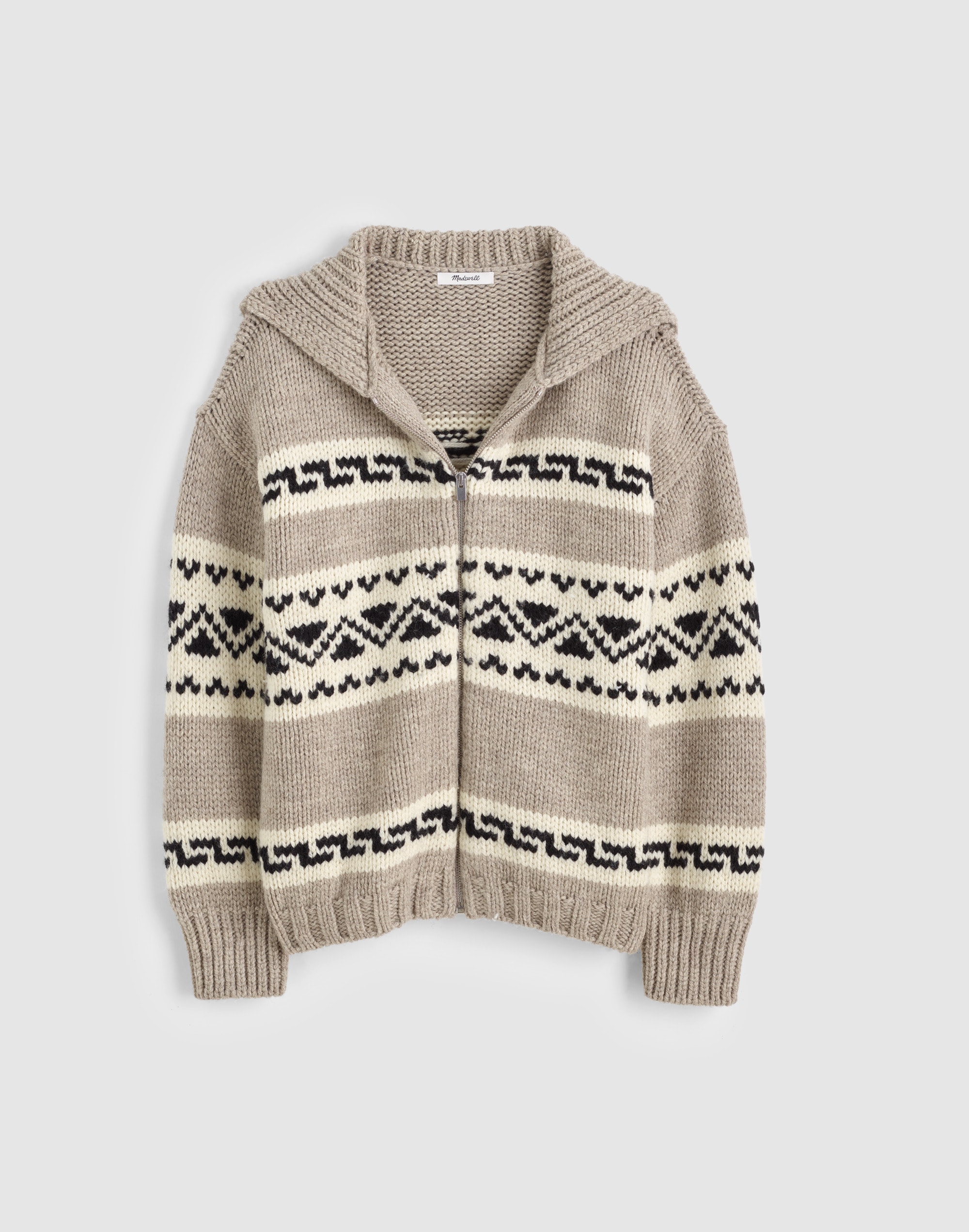 Fair Isle Zip-Front Cardigan Jacket in Wool