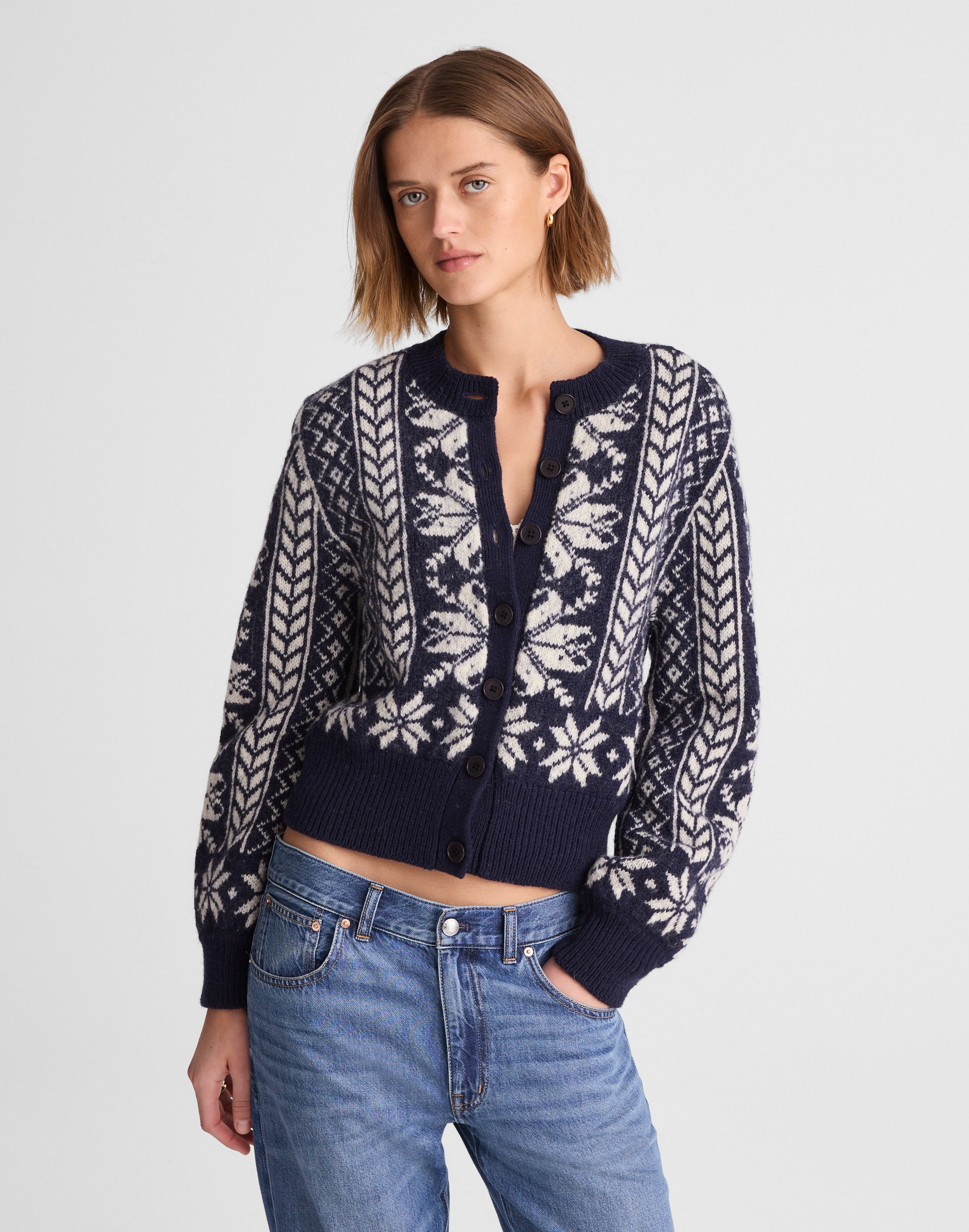 Fair Isle Cardigan Jacket in Wool