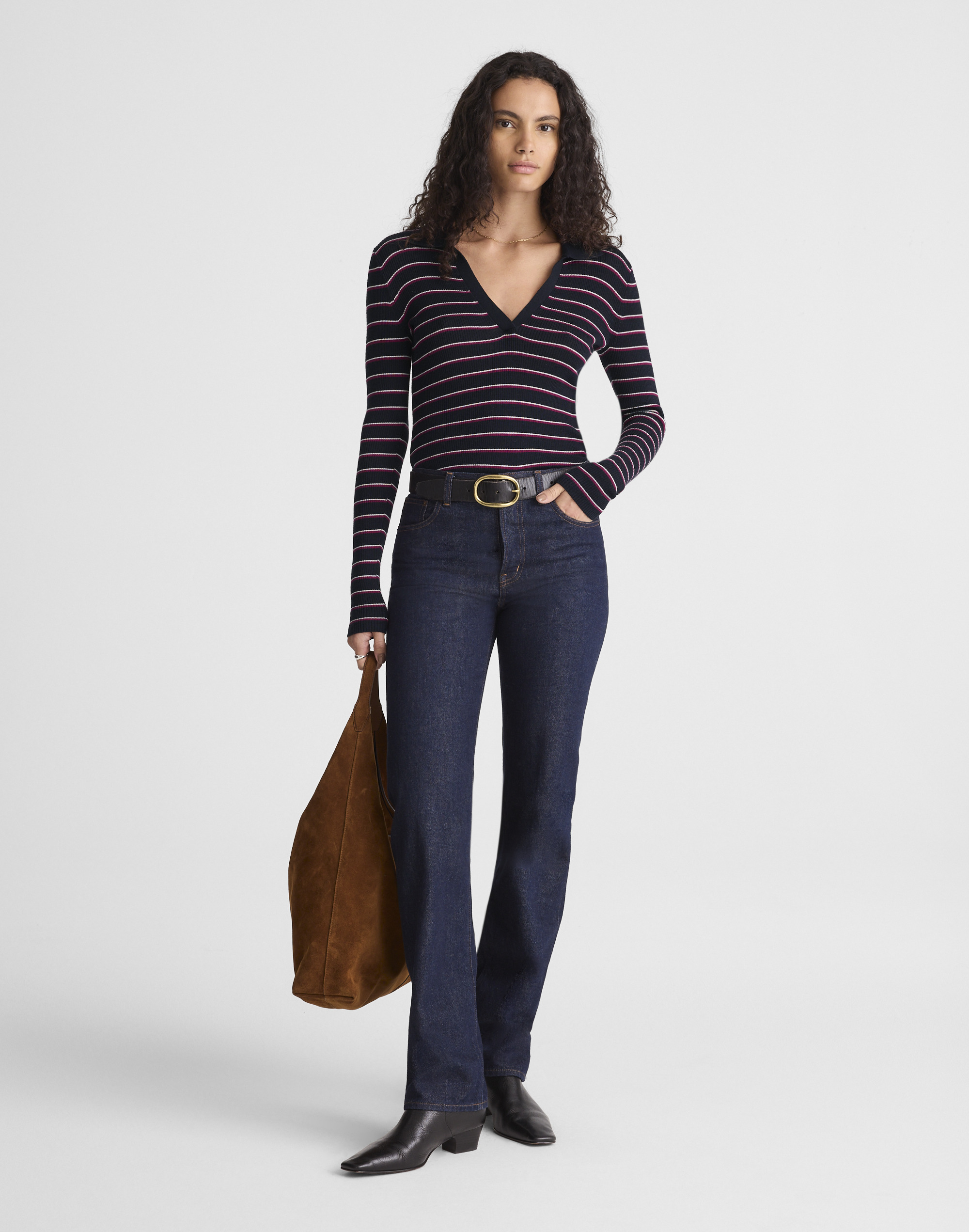 Johnny-Collar Sweater Merino-Silk Blend