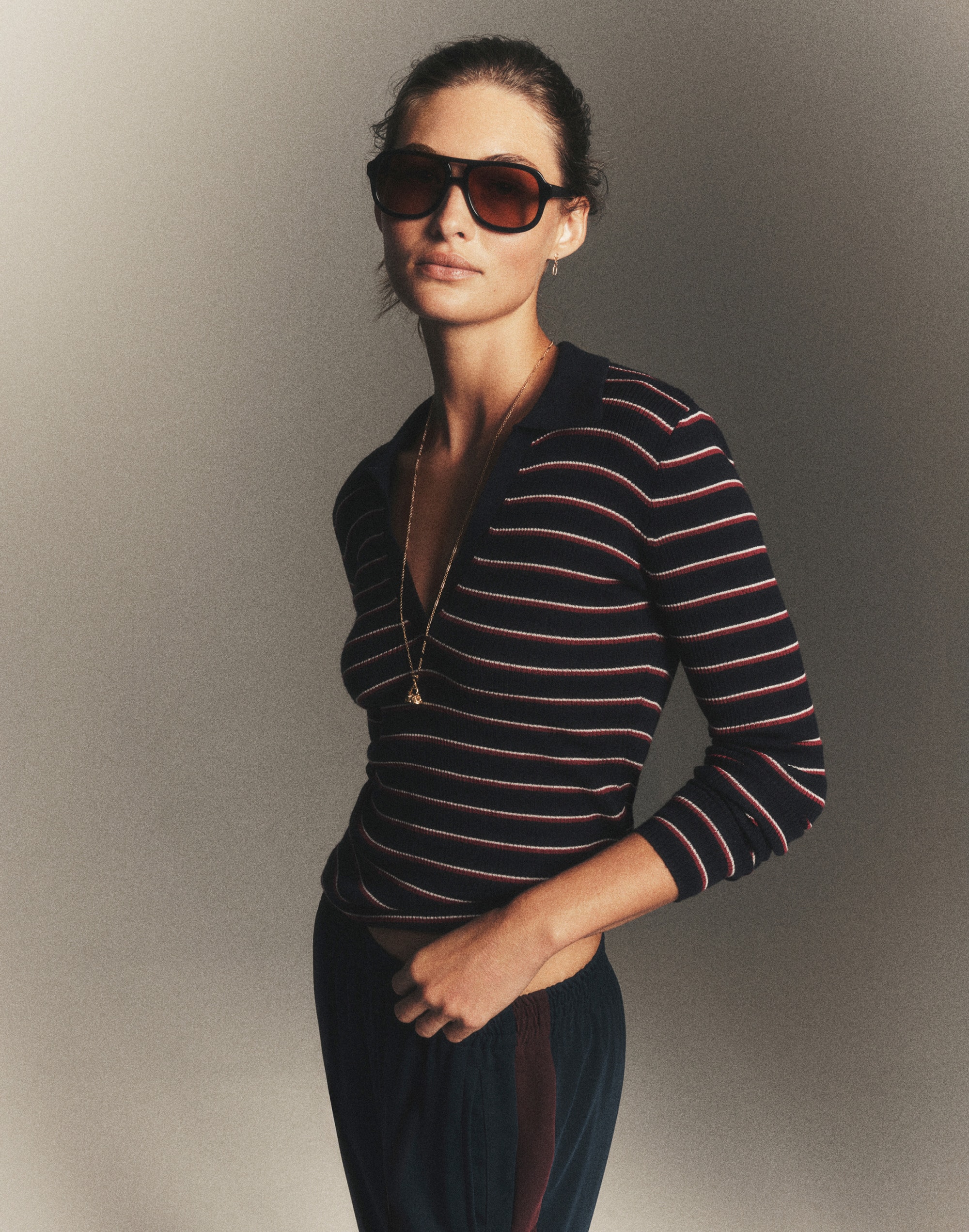 Johnny-Collar Sweater Merino-Silk Blend