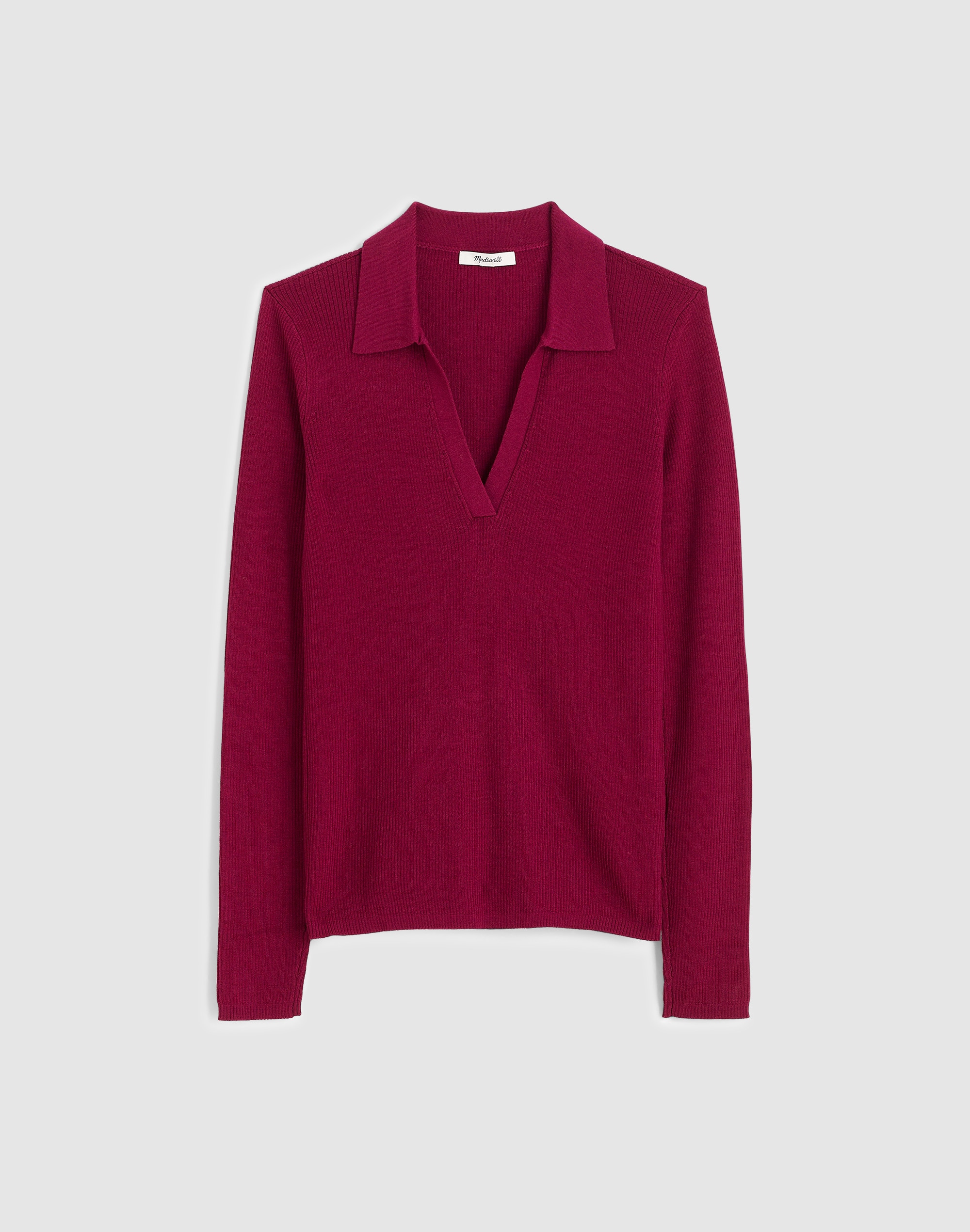 Madewell Johnny-collar Long-sleeve Sweater Top In Pink