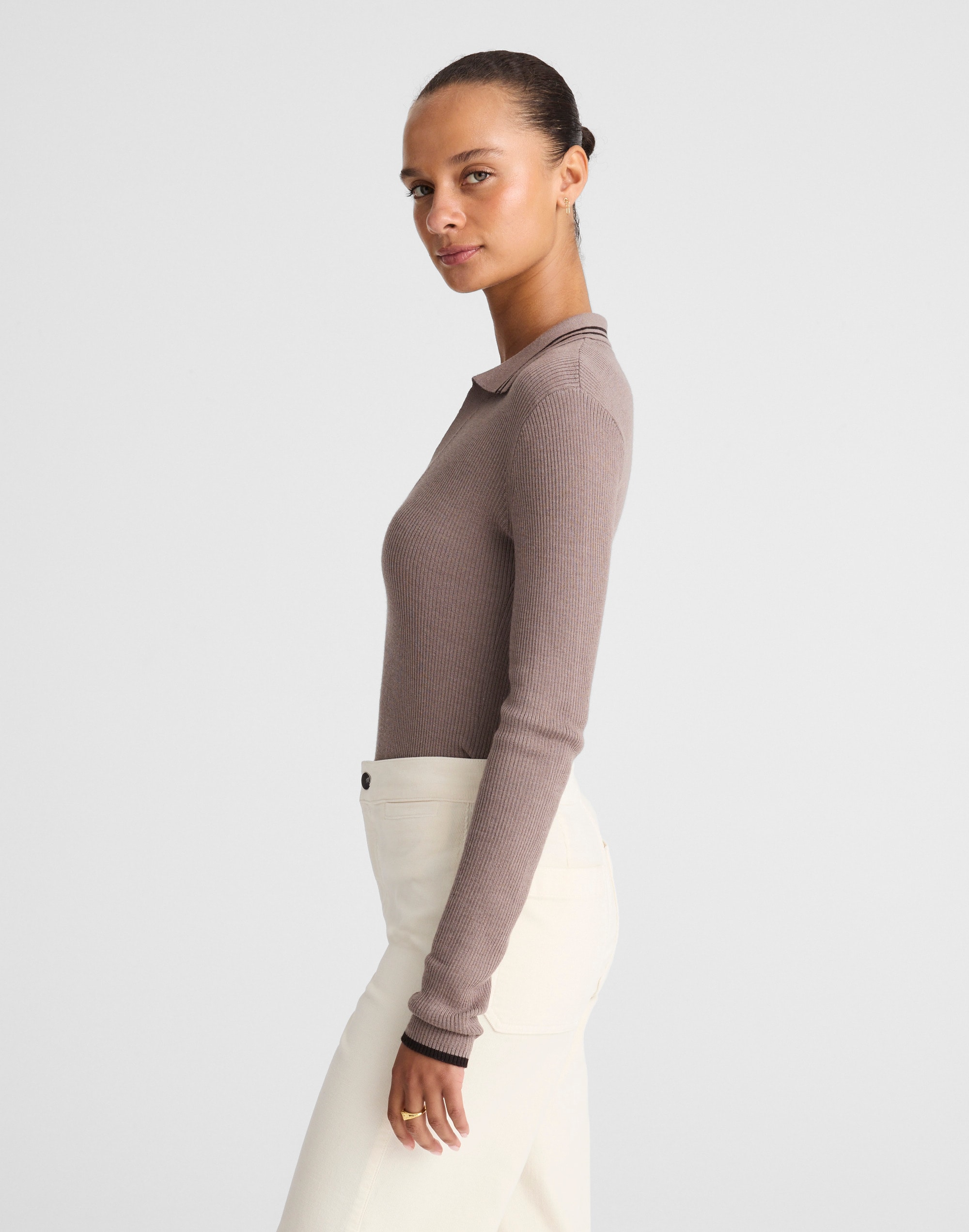 Johnny-Collar Sweater in Merino-Silk Blend