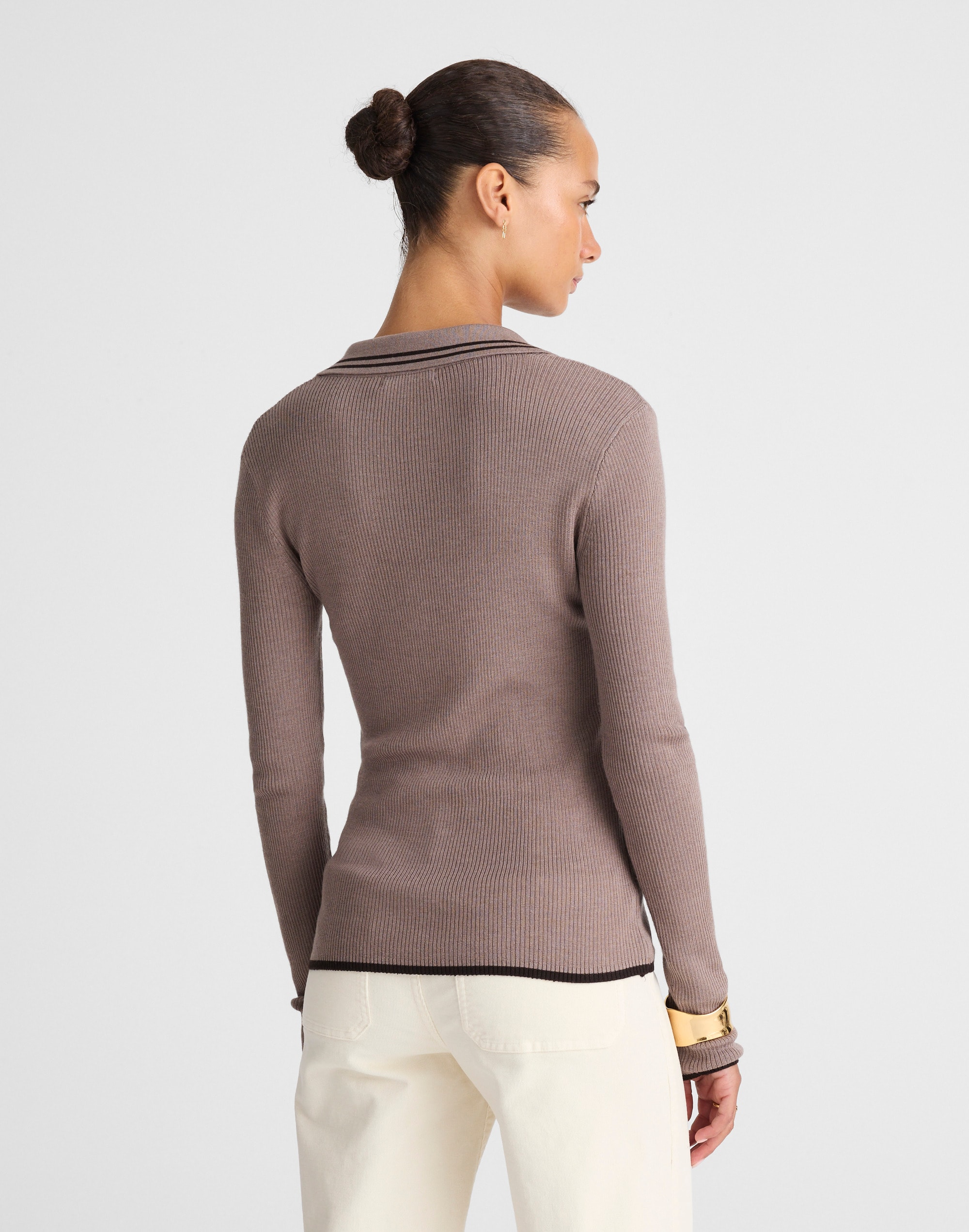 Johnny-Collar Sweater in Merino-Silk Blend