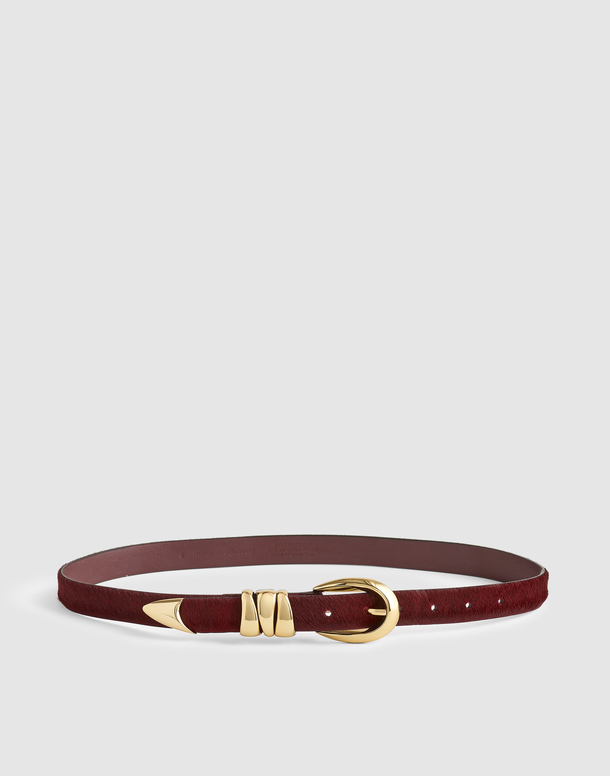 triple metal keeper belt in haircalf