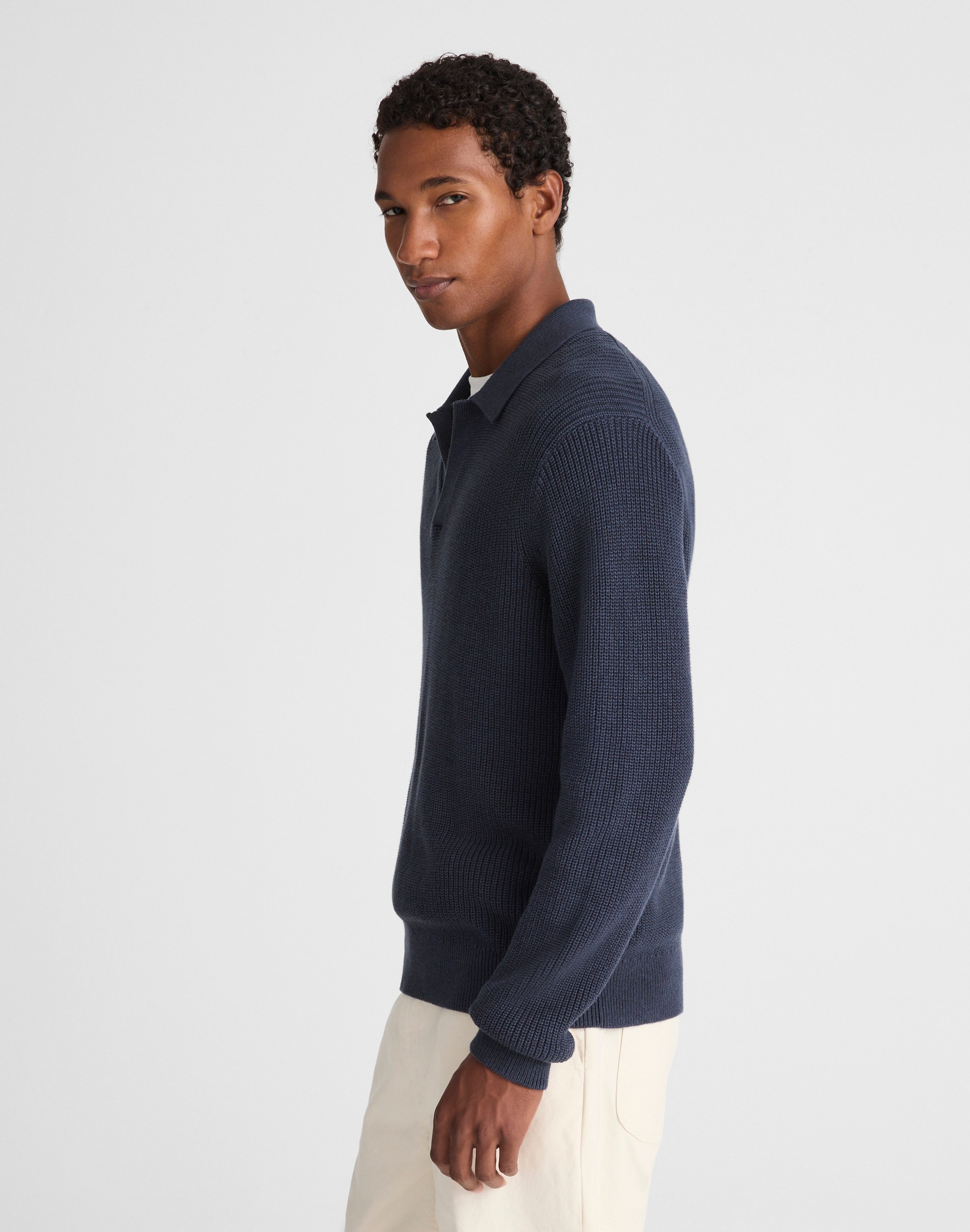 Shaker-Stitch Sweater Polo