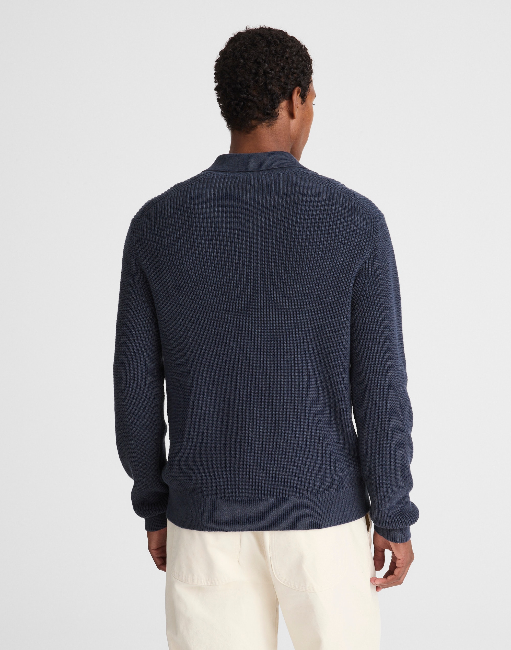 Shaker-Stitch Sweater Polo
