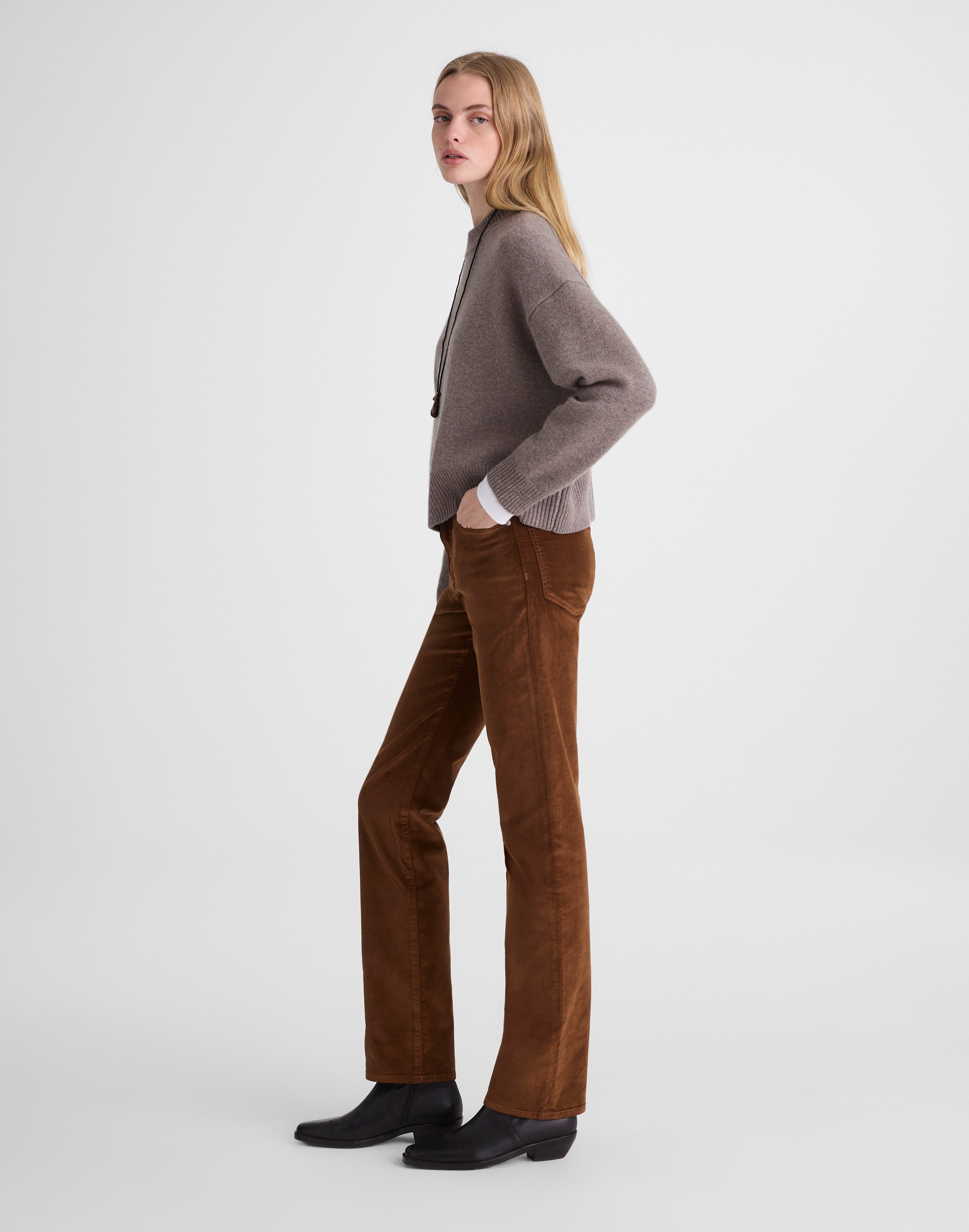 The Longline Straight Pant in Velvet