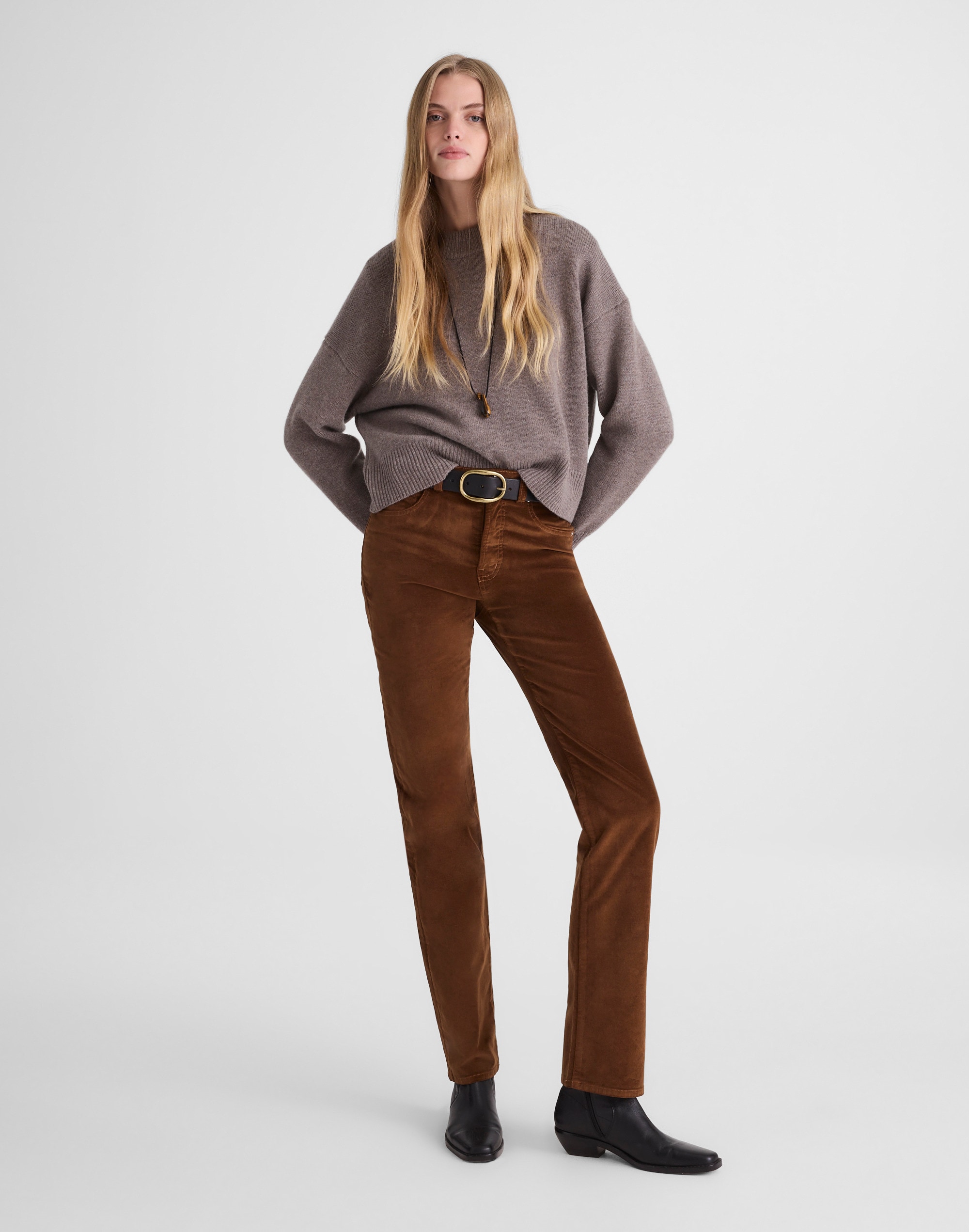 Madewell The Longline Straight Pant In Brown