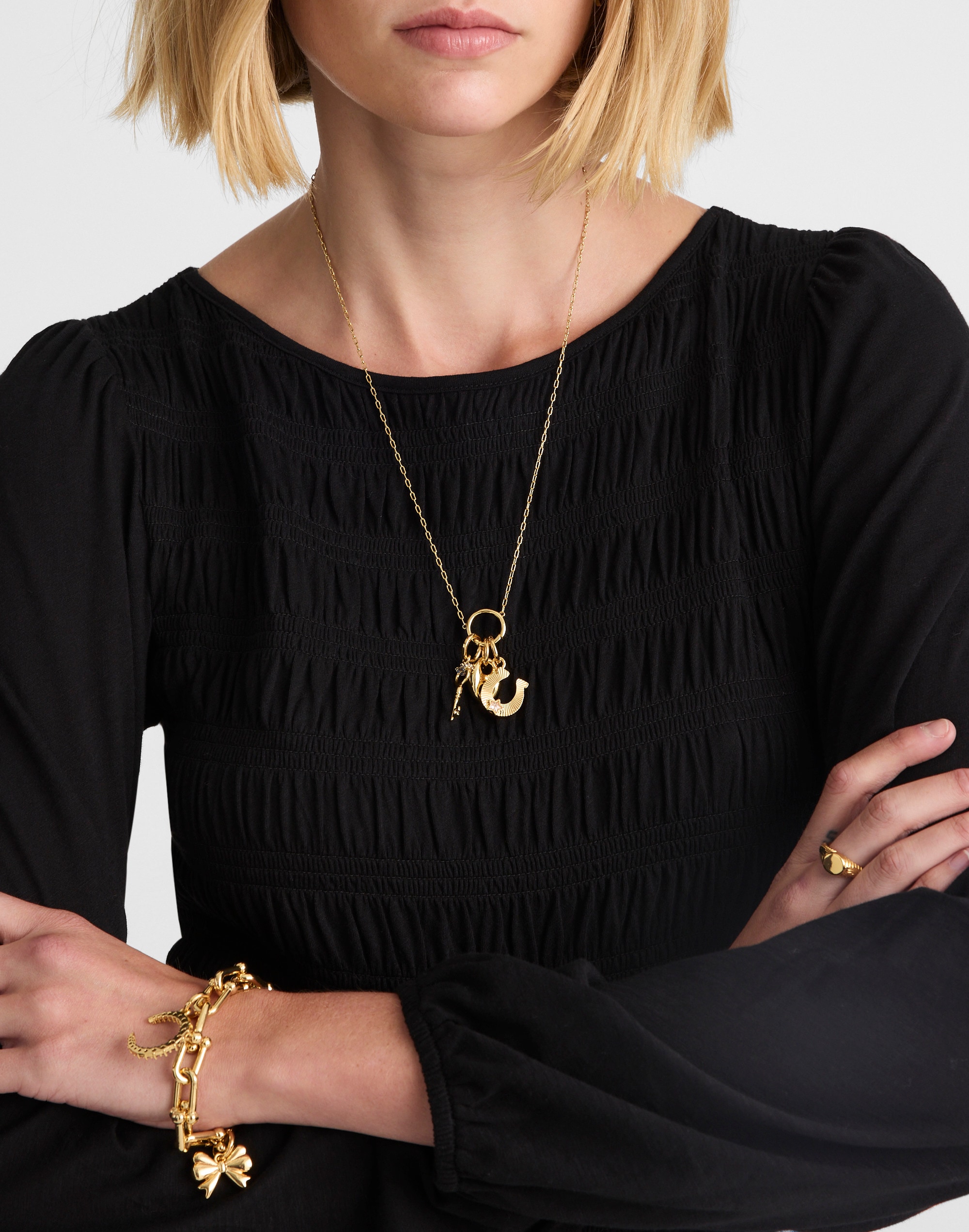 Smocked Boatneck Top