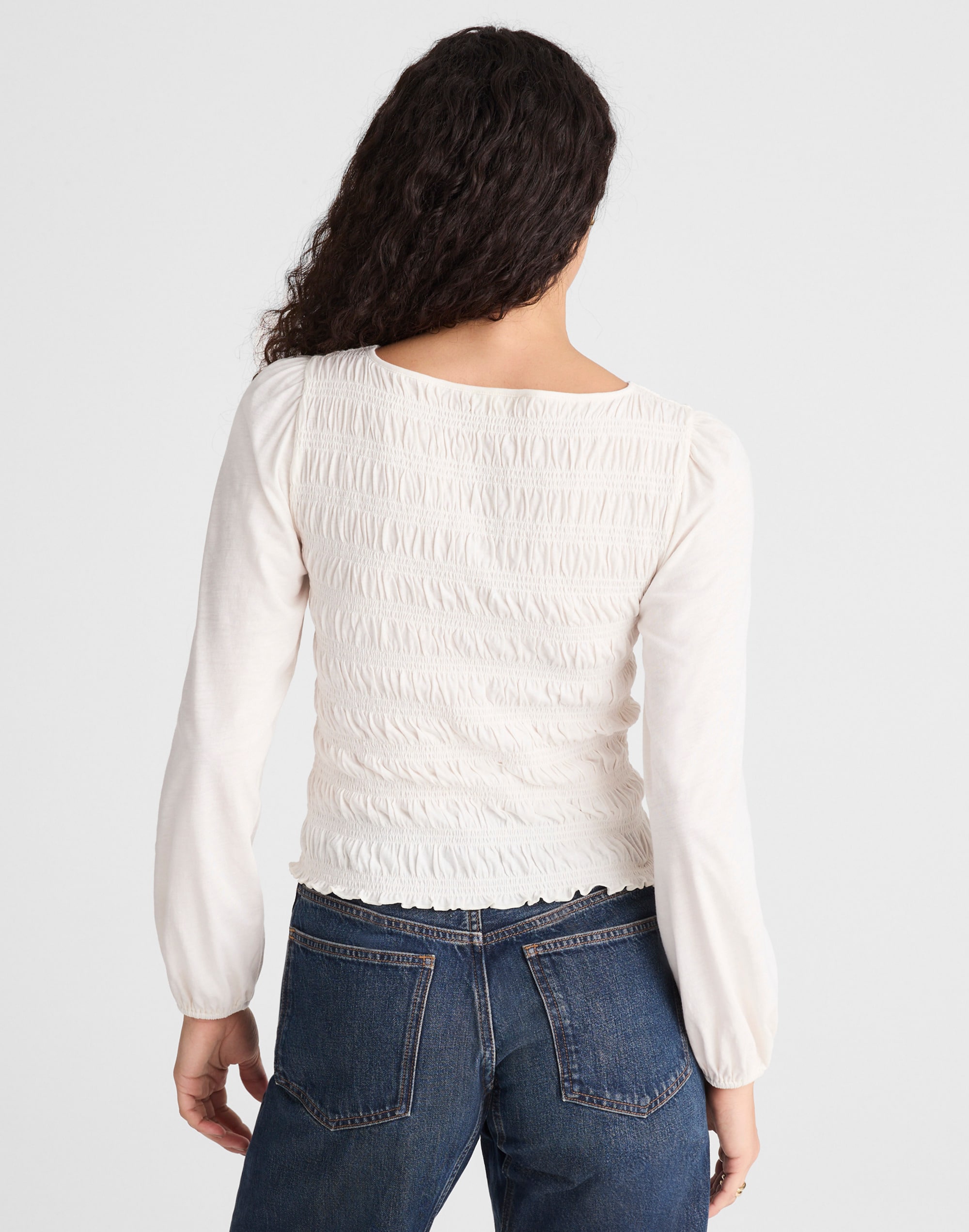 Smocked Boatneck Top