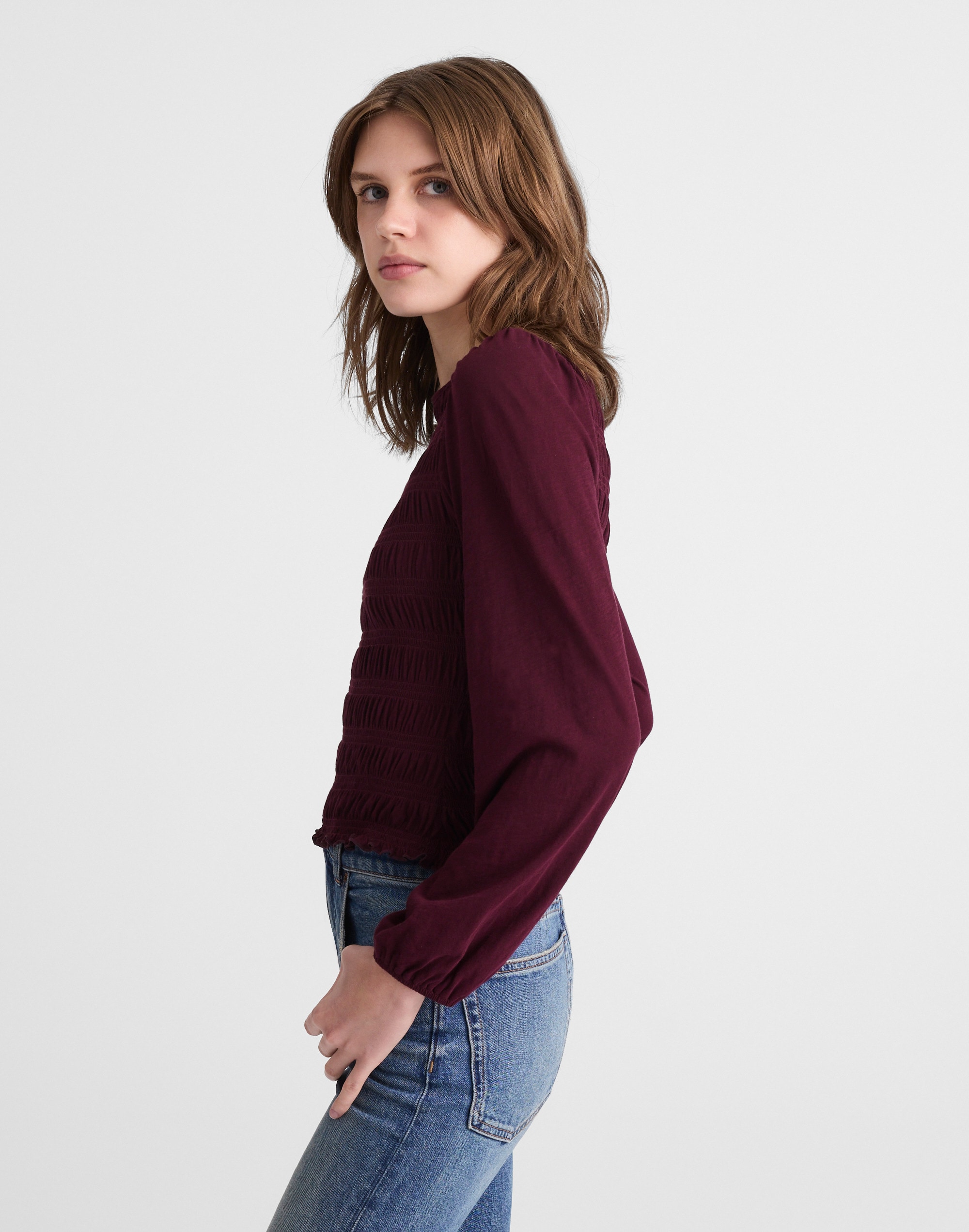 Smocked Boatneck Top