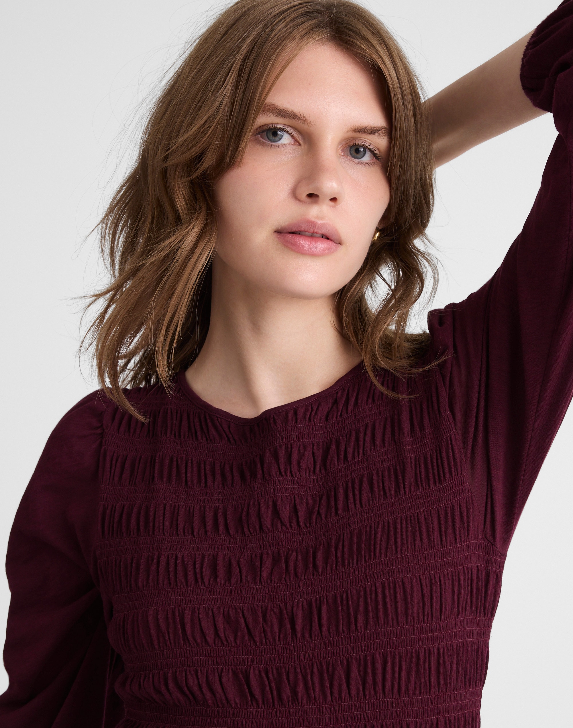 Smocked Boatneck Top