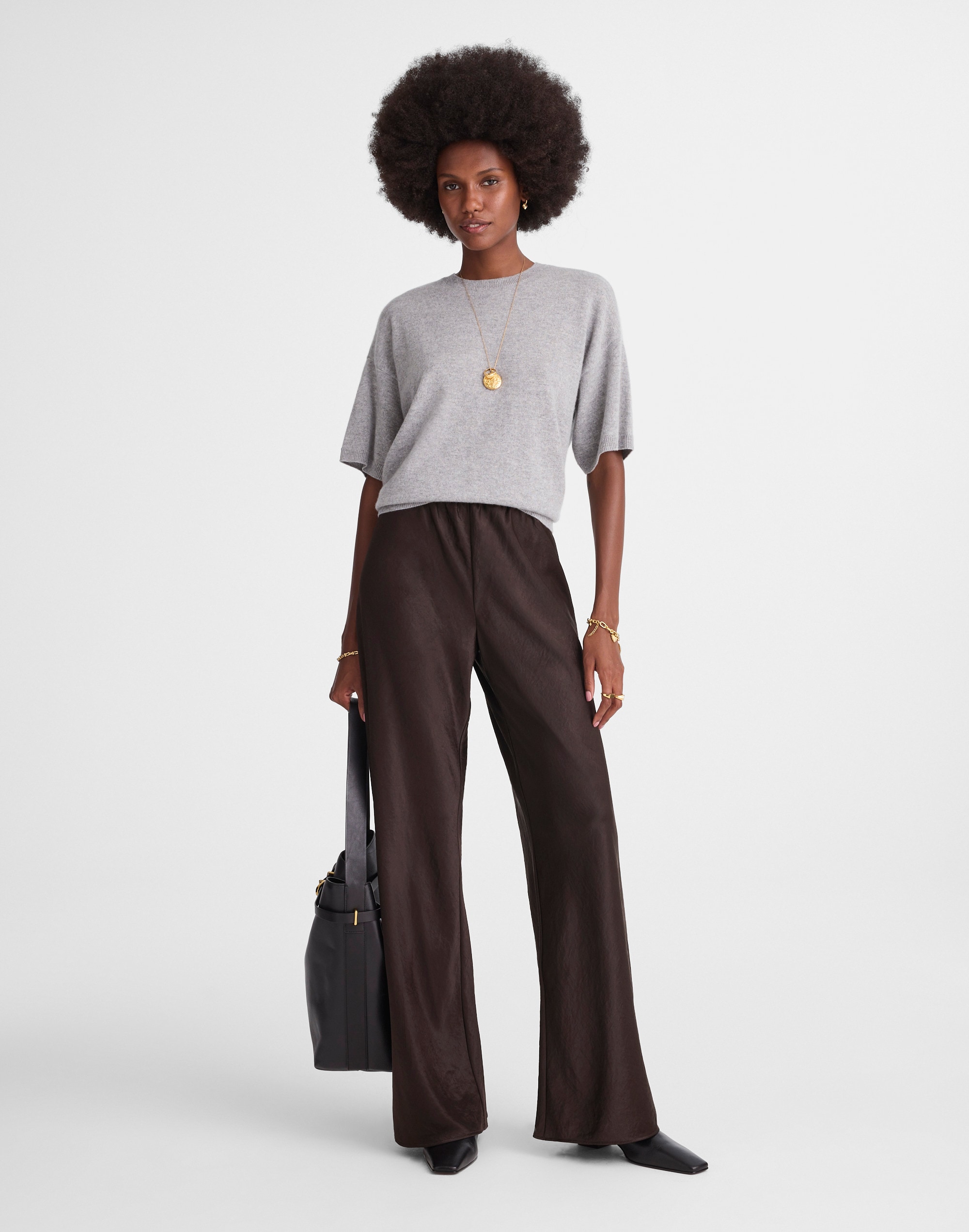 pull-on pants in satin